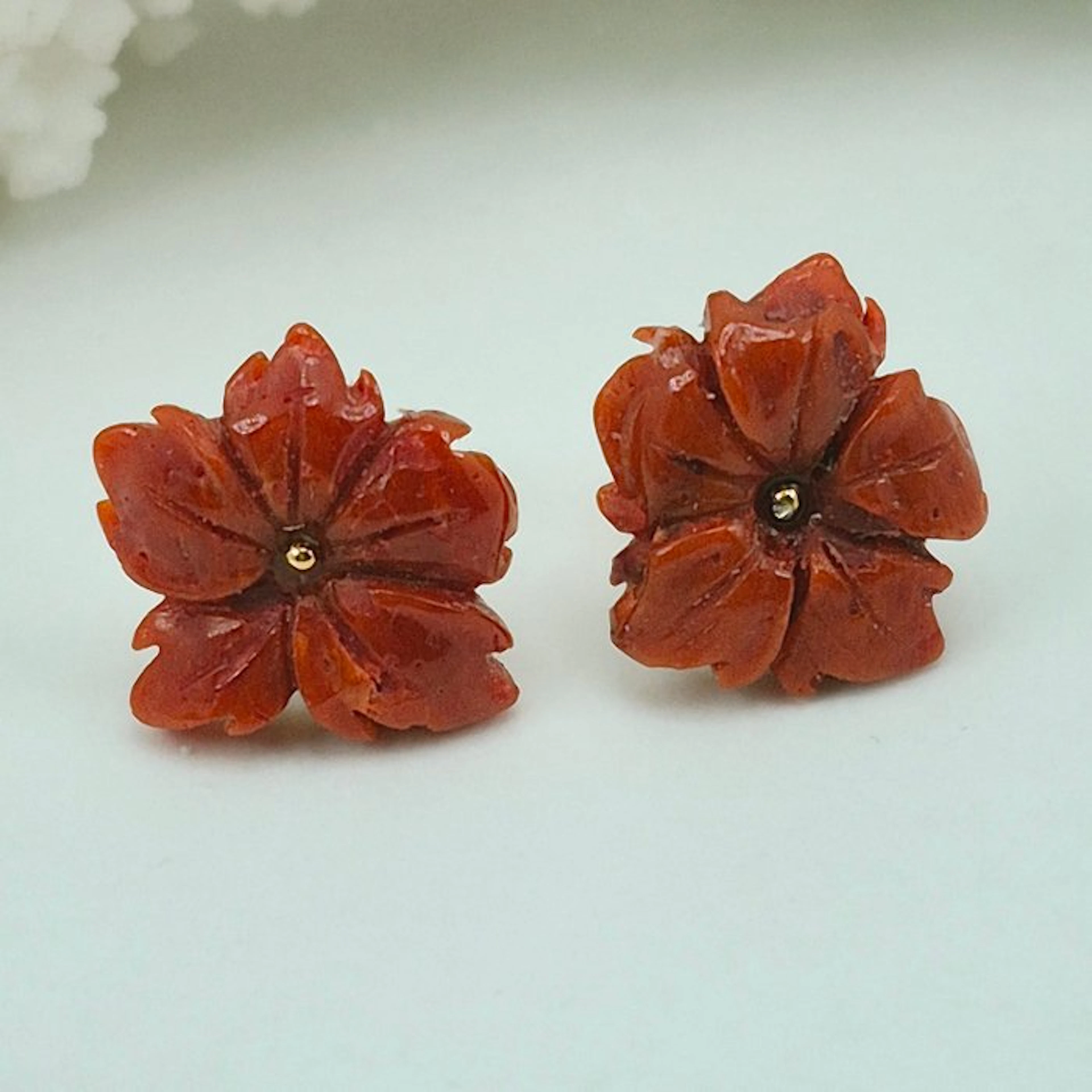 Coral - Silver, Gold-plated, No Reserve - Earrings - CORALLO MEDITERRANEO