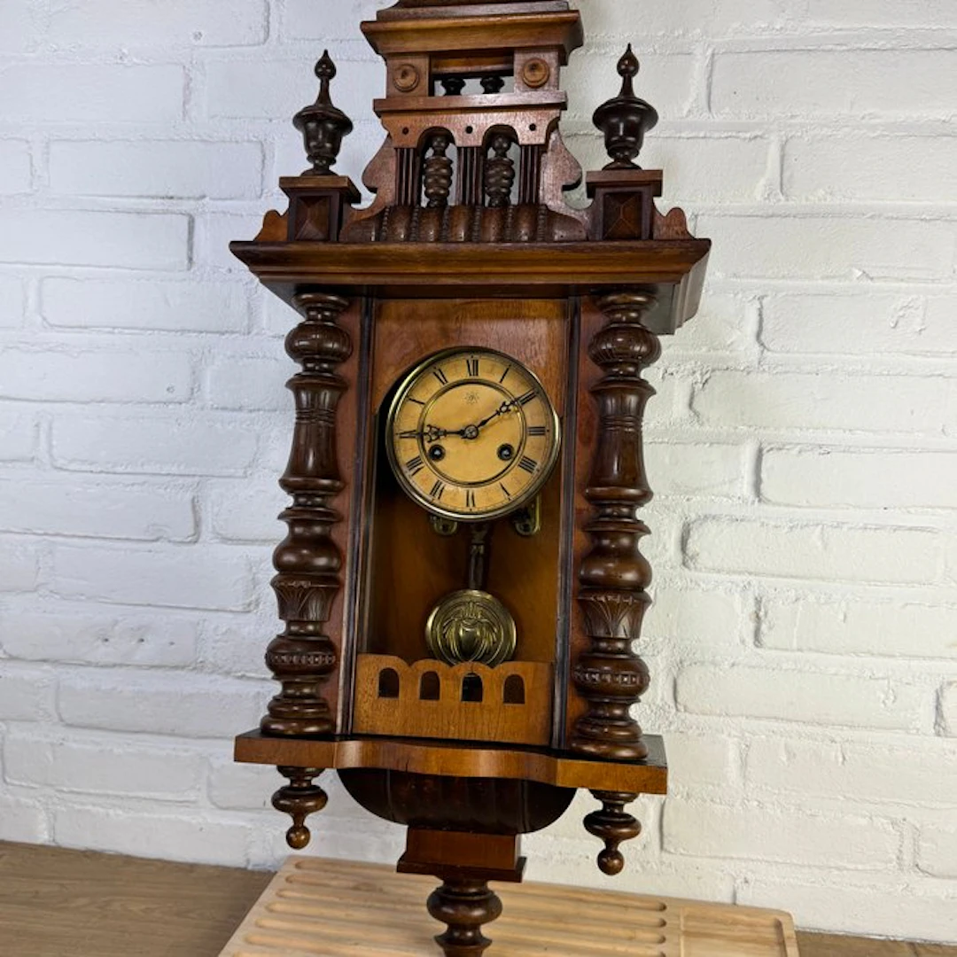 Wall clock - Junghans - Antique Wood, Glass, Copper - 1880-1920