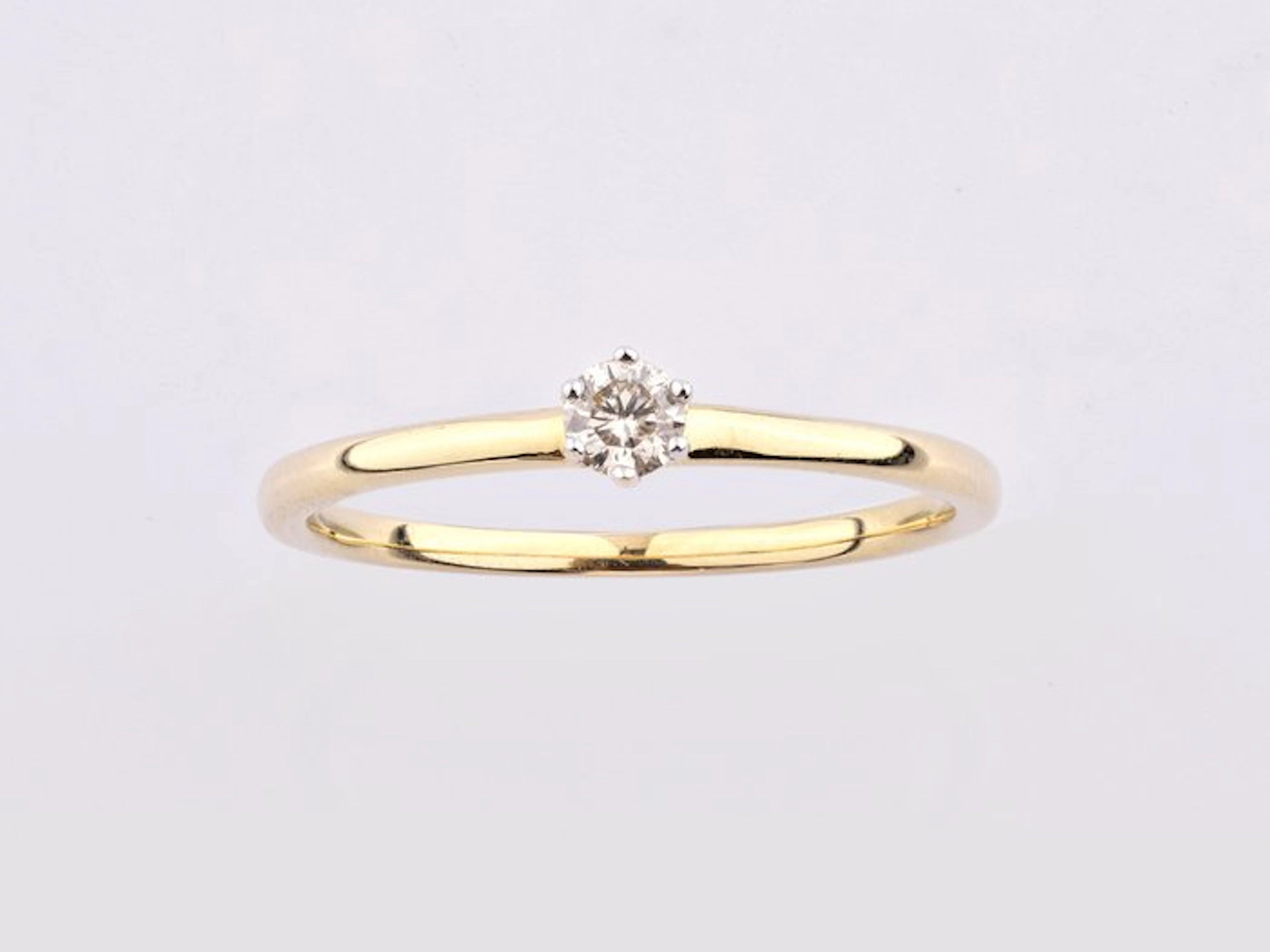 No reserve price - Ring - 14 kt. Yellow gold - 0.12ct. tw. Diamond (Natural)