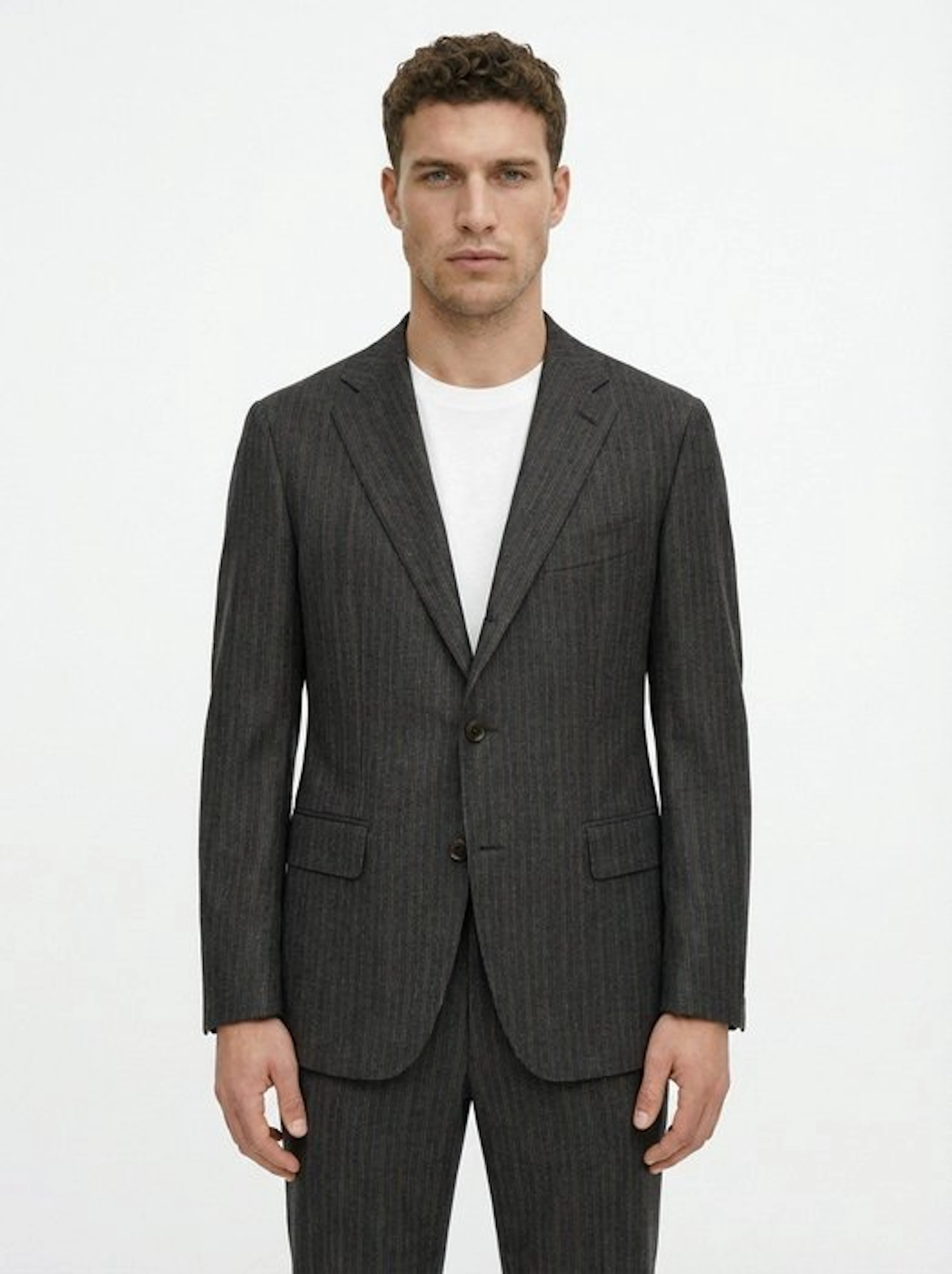 CARUSO - 50 IT - Grey Pinstripe Suit Wool Silk Cashmere...