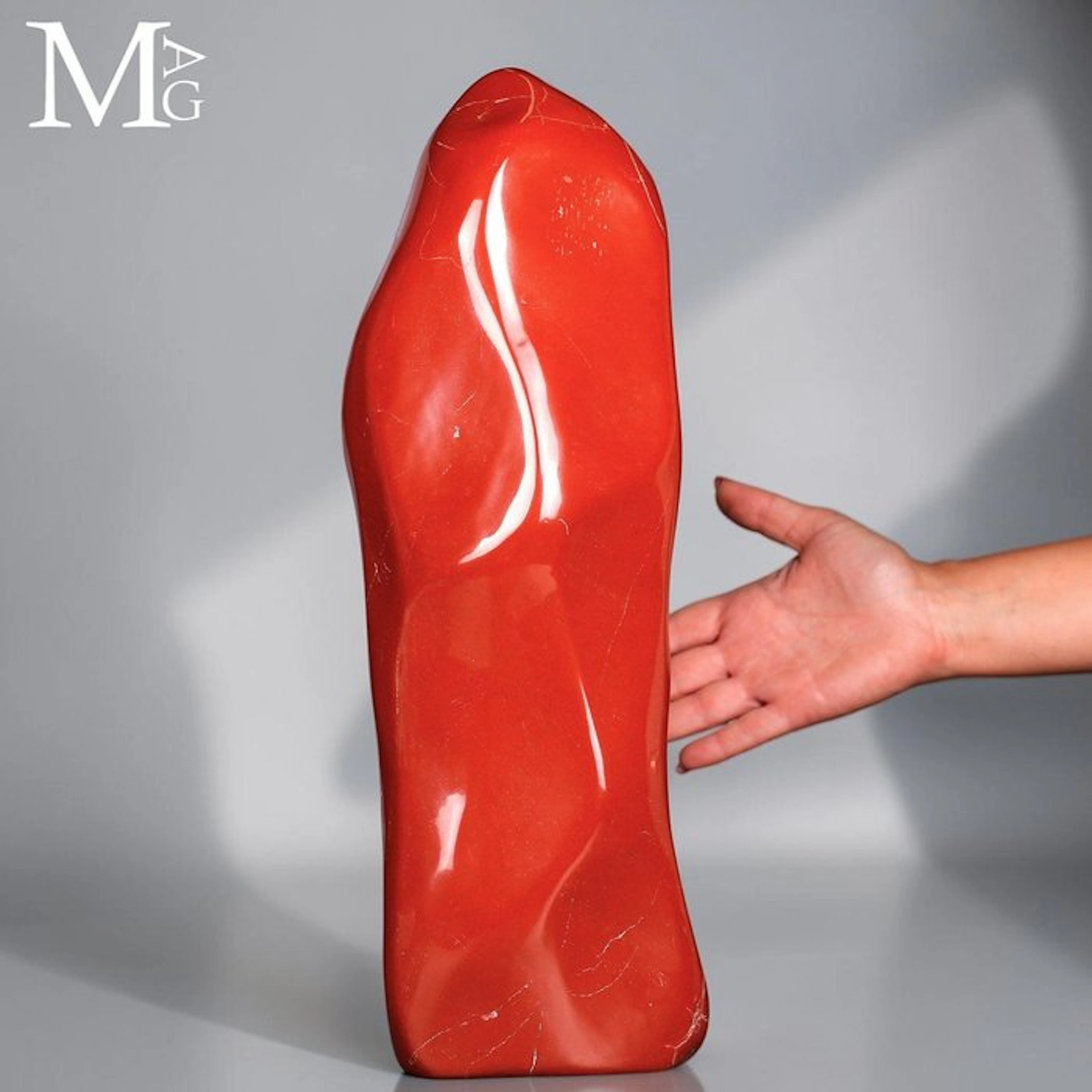 Vivid Red Jasper - Scarlet Red Freeform Polished Sculpture