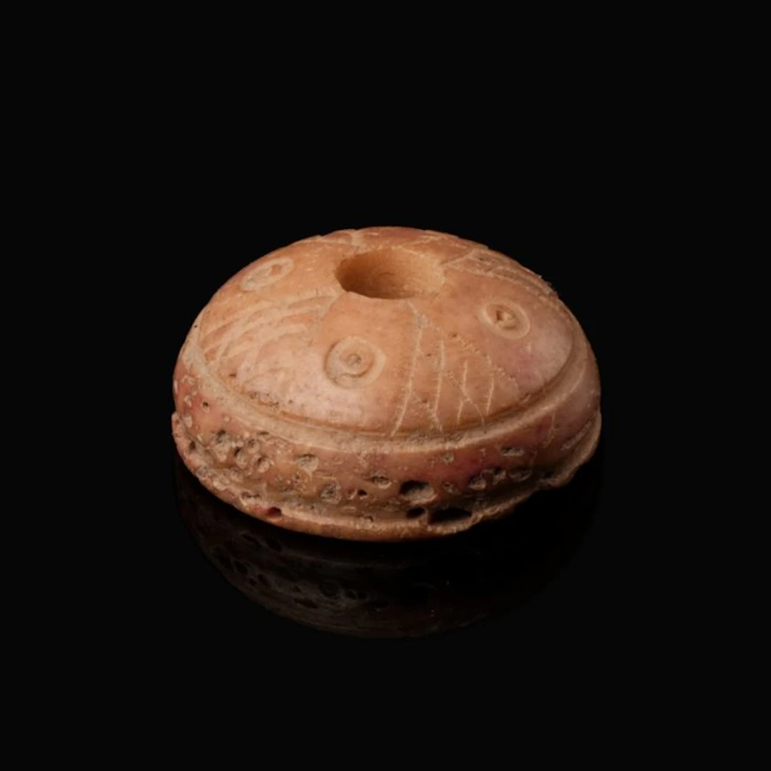 Viking Era Bone Spindle Whorl with Cross Decoration