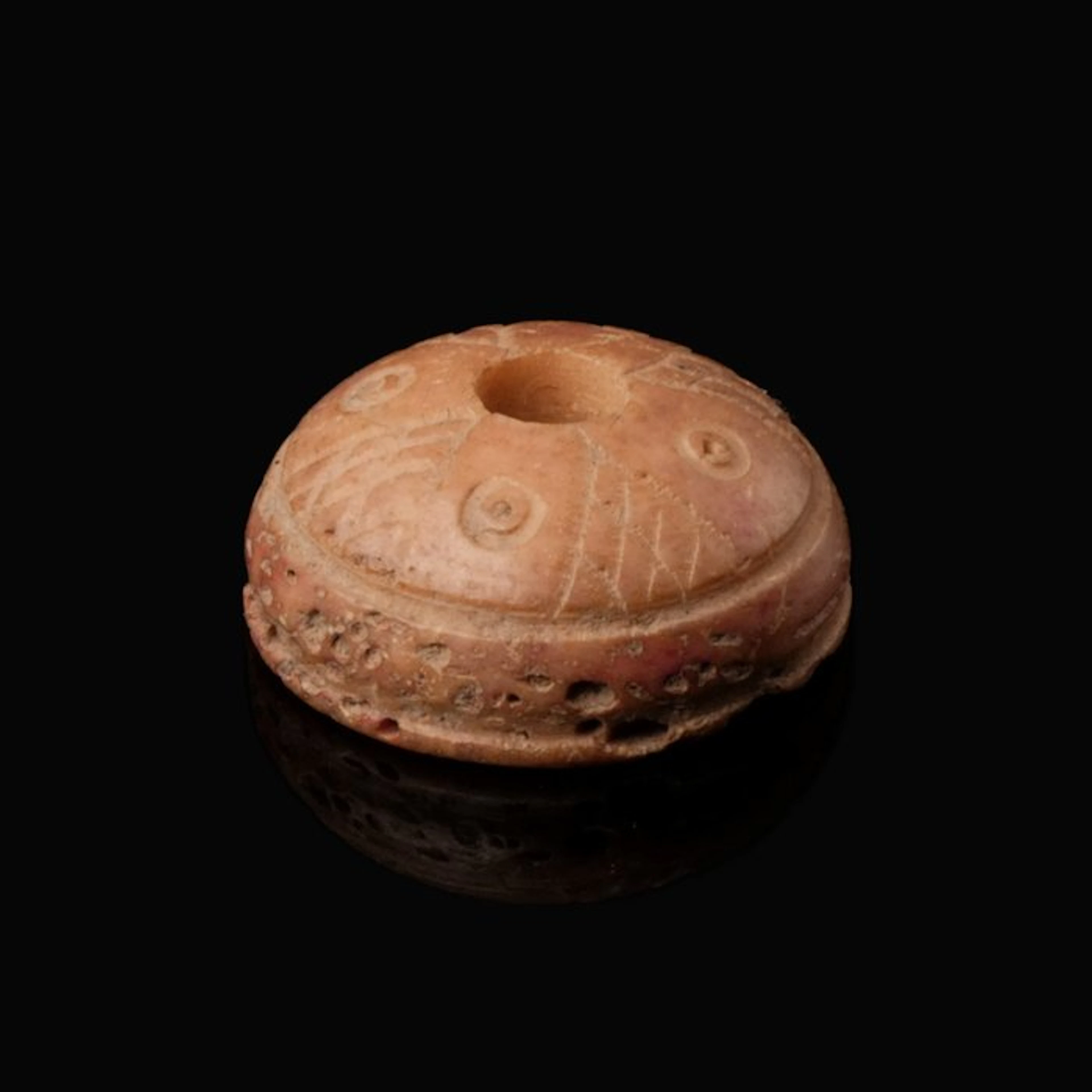 Viking Era Bone Spindle Whorl with Cross Decoration