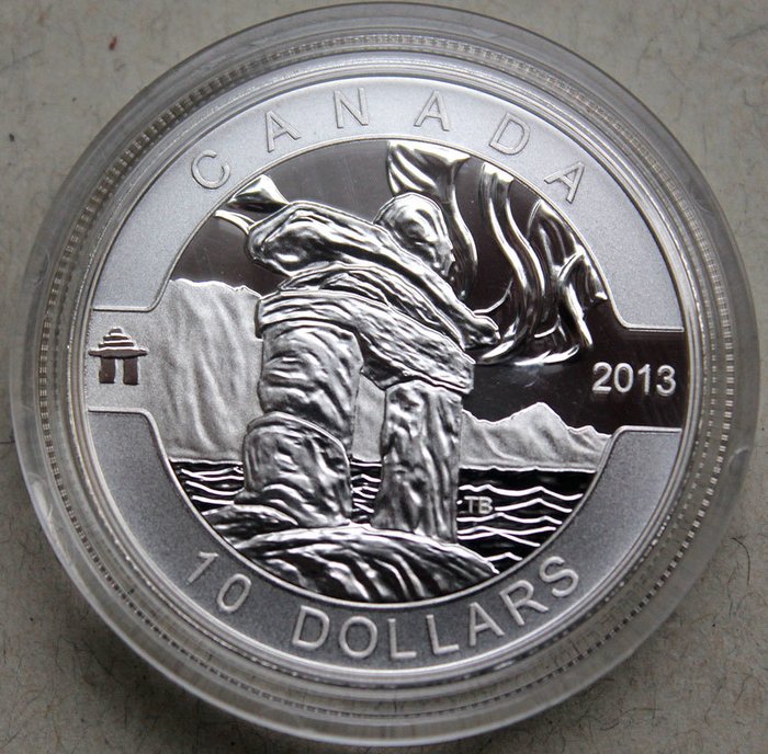 Canada. 10 Dollars 2013 O Canada: Inukshuk - 1/2 oz mit...