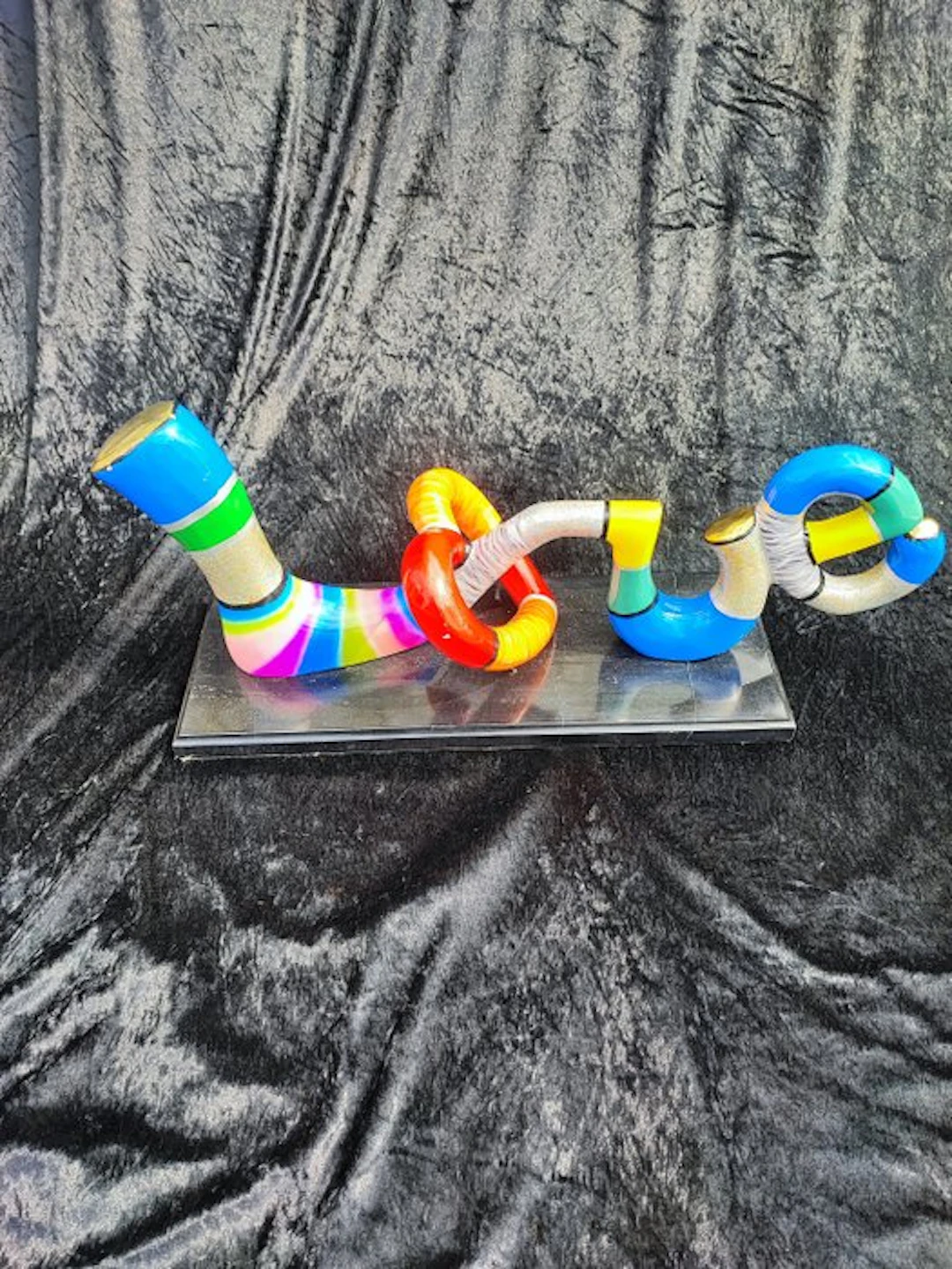Sculpture, L.O.V.E - 65 cm - Cold painted bronze