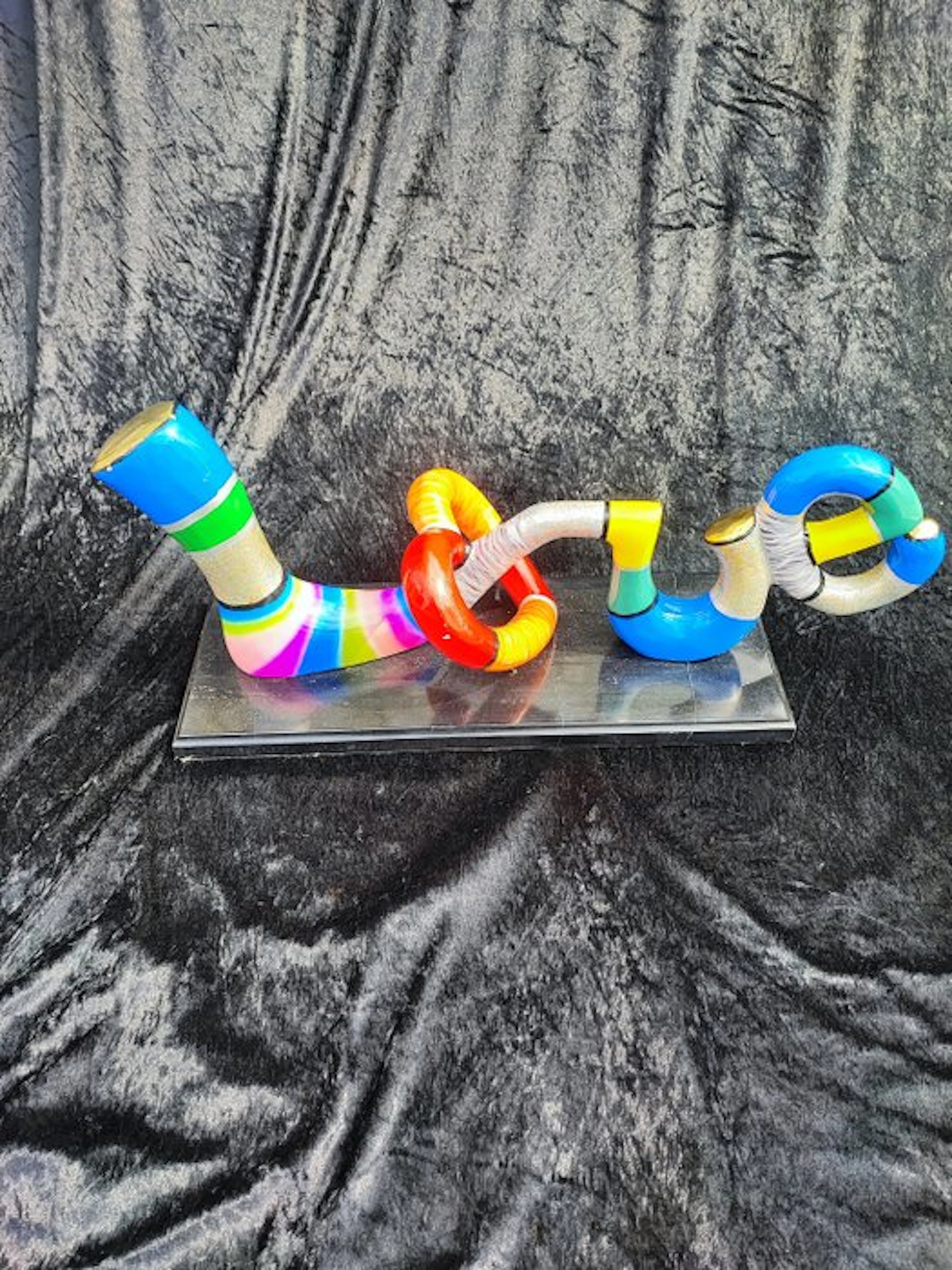 Sculpture, L.O.V.E - 65 cm - Cold painted bronze