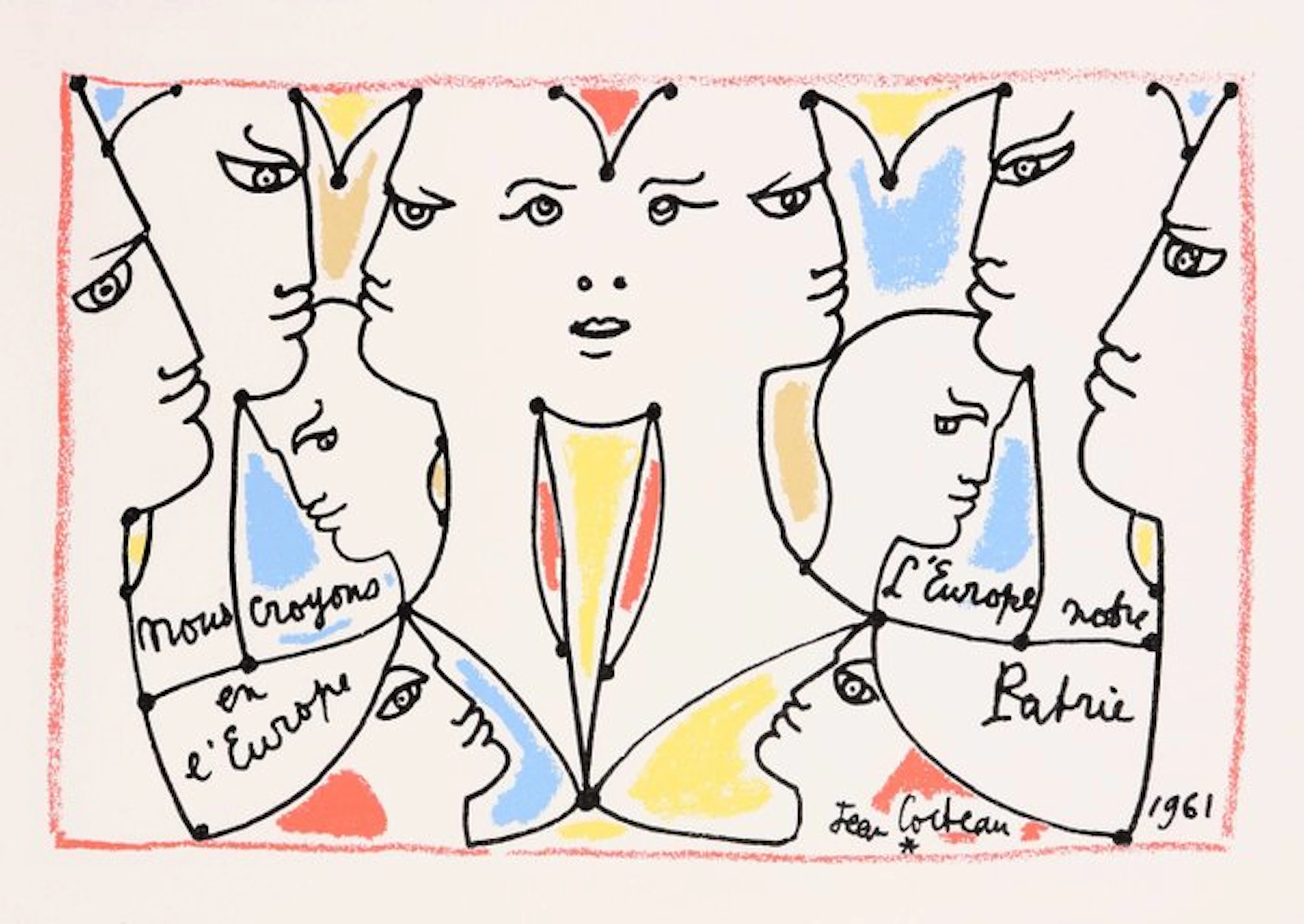 Jean Cocteau (1889-1963) - Nous croyons en l'Europe II 1961
