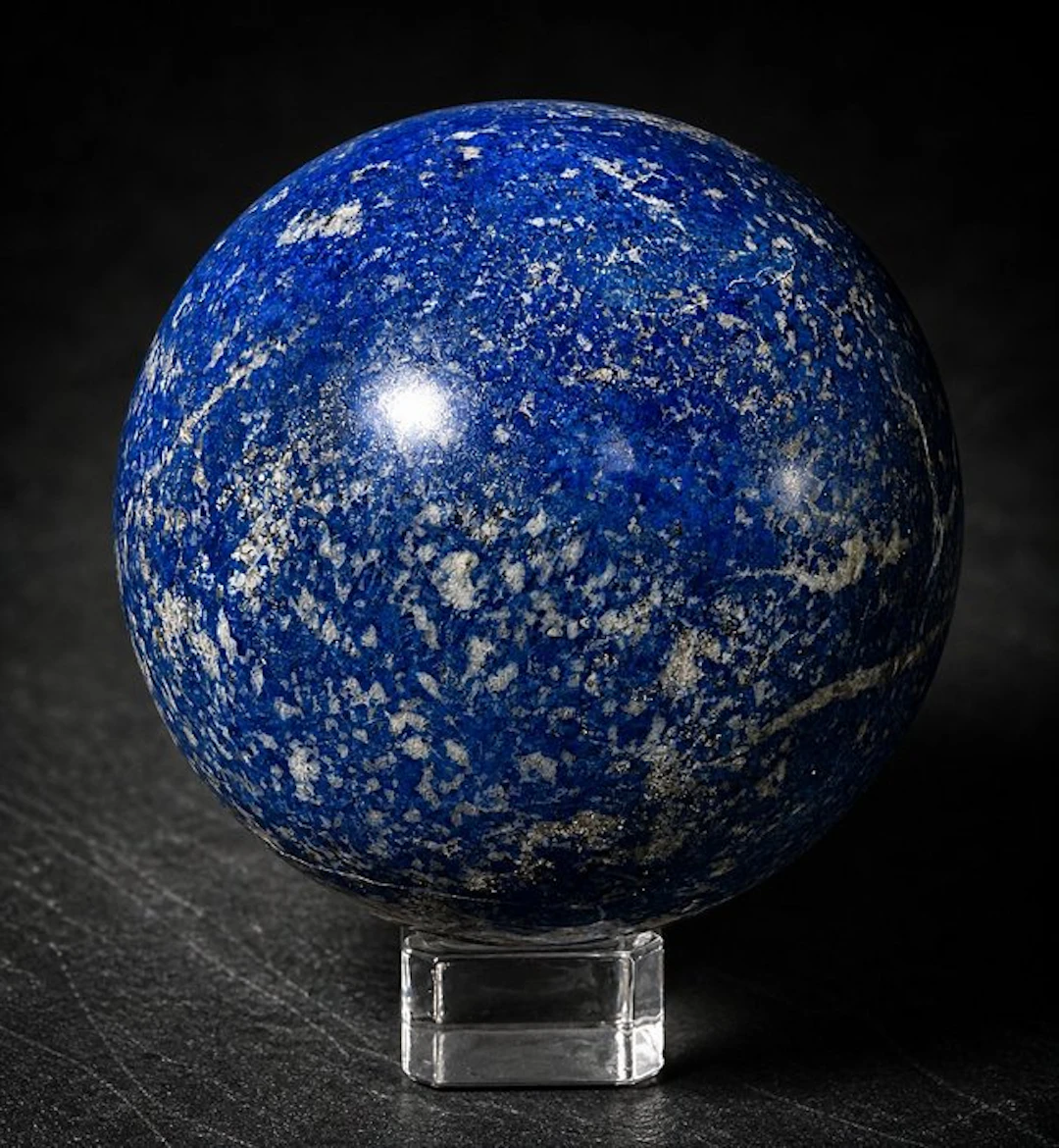 Collector’s Lapis Lazuli Sphere – Intense Blue with...