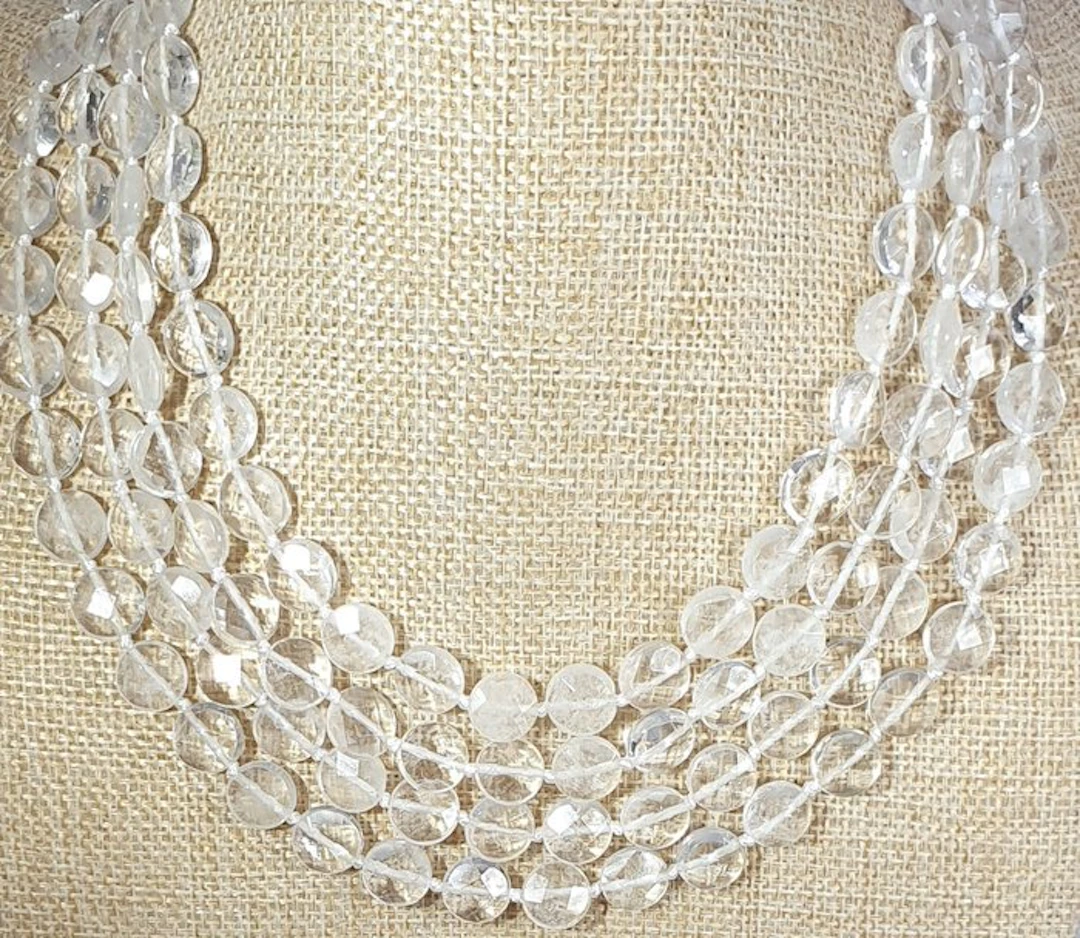 Faceted Rock Crystal Quartz - Energy Amplification - HIGH QUALITY - Necklace