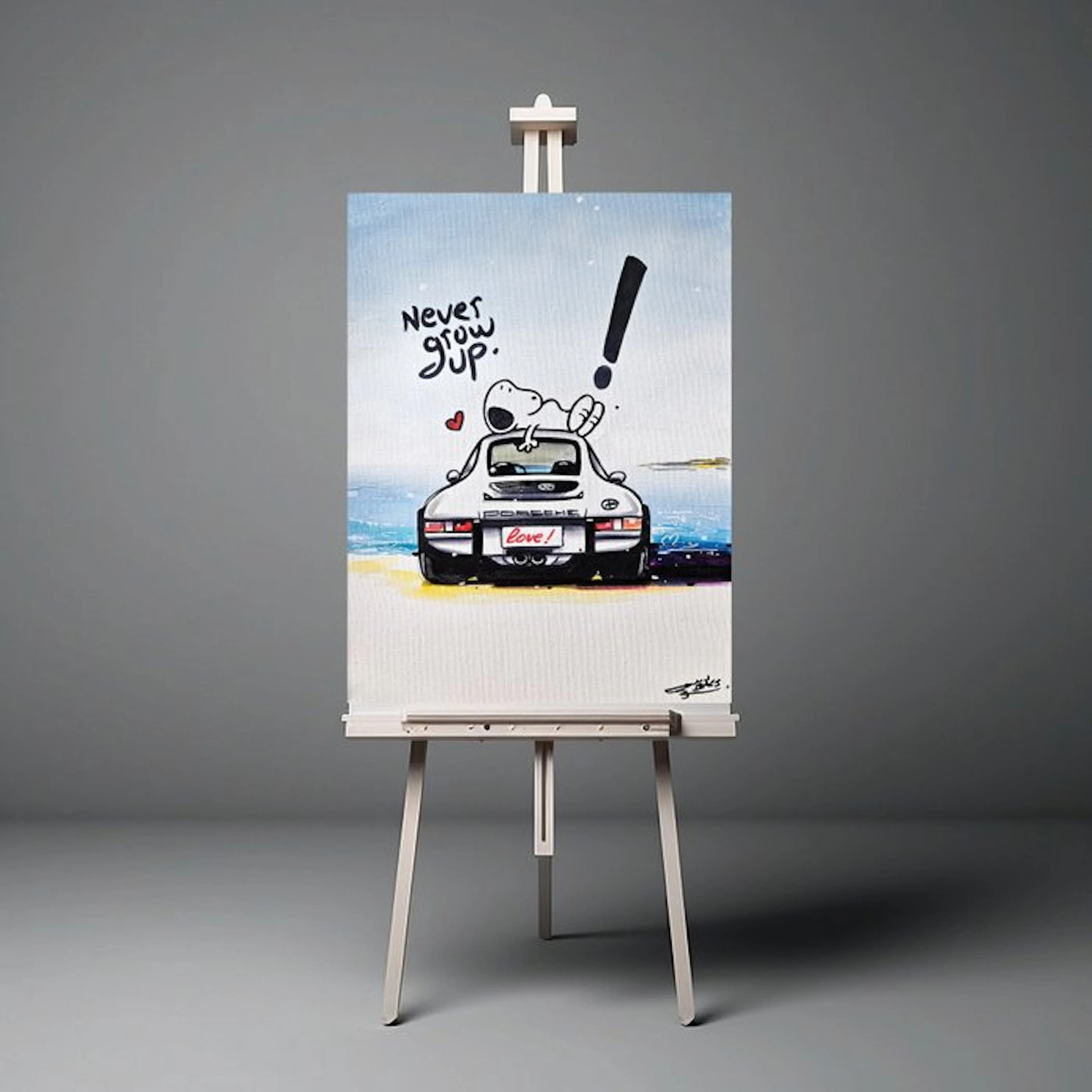 Original Painting - Porsche - Porsche 911 - Snoopy Pop Art - Baes Gerald - 2016