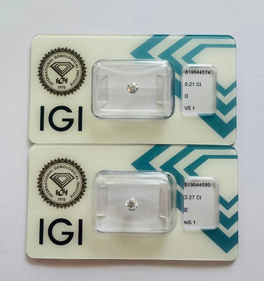 No reserve price - 2 pcs Diamond (Natural) - 0.48 ct - Round - E
