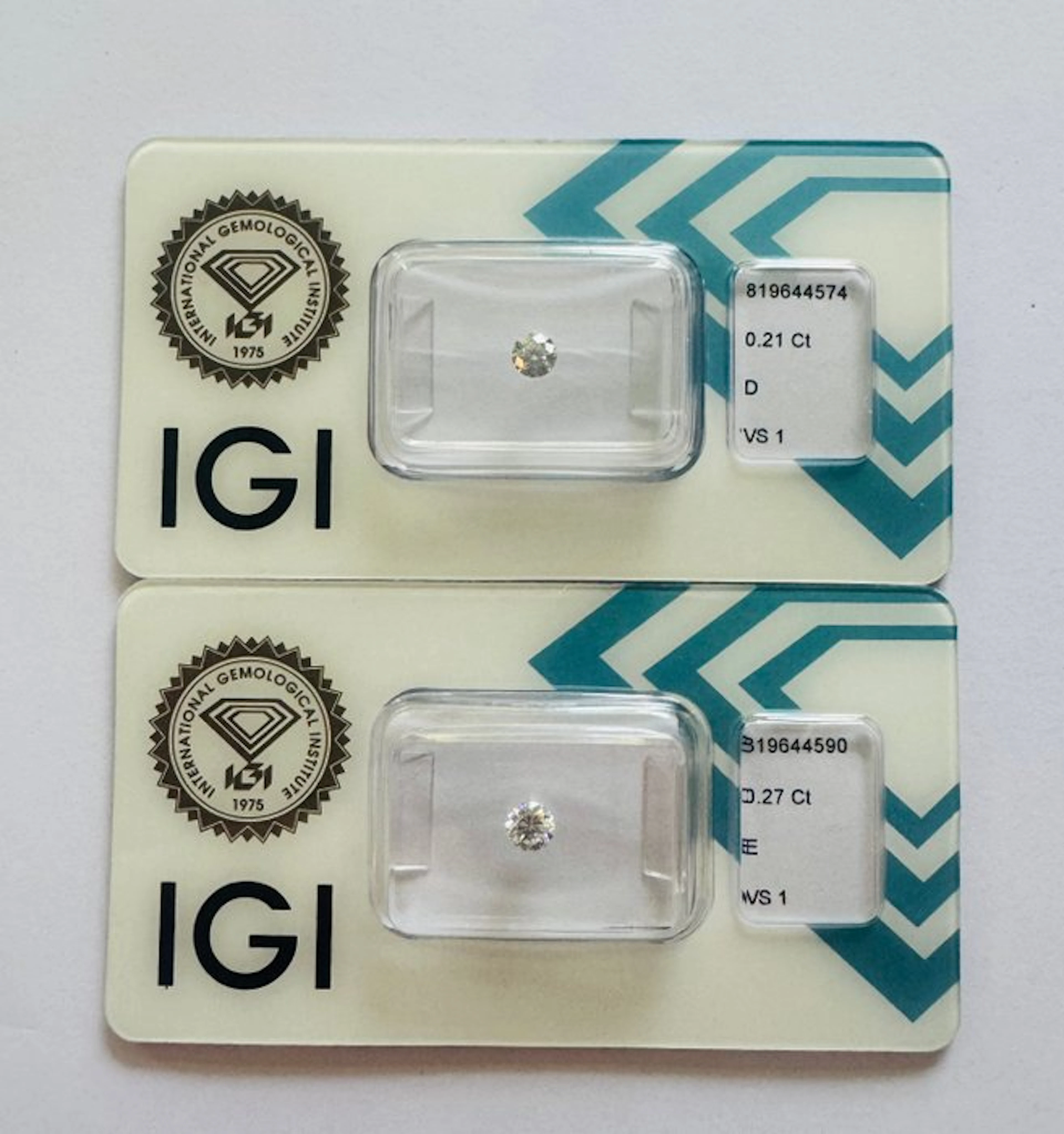 No reserve price - 2 pcs Diamond (Natural) - 0.48 ct - Round - E