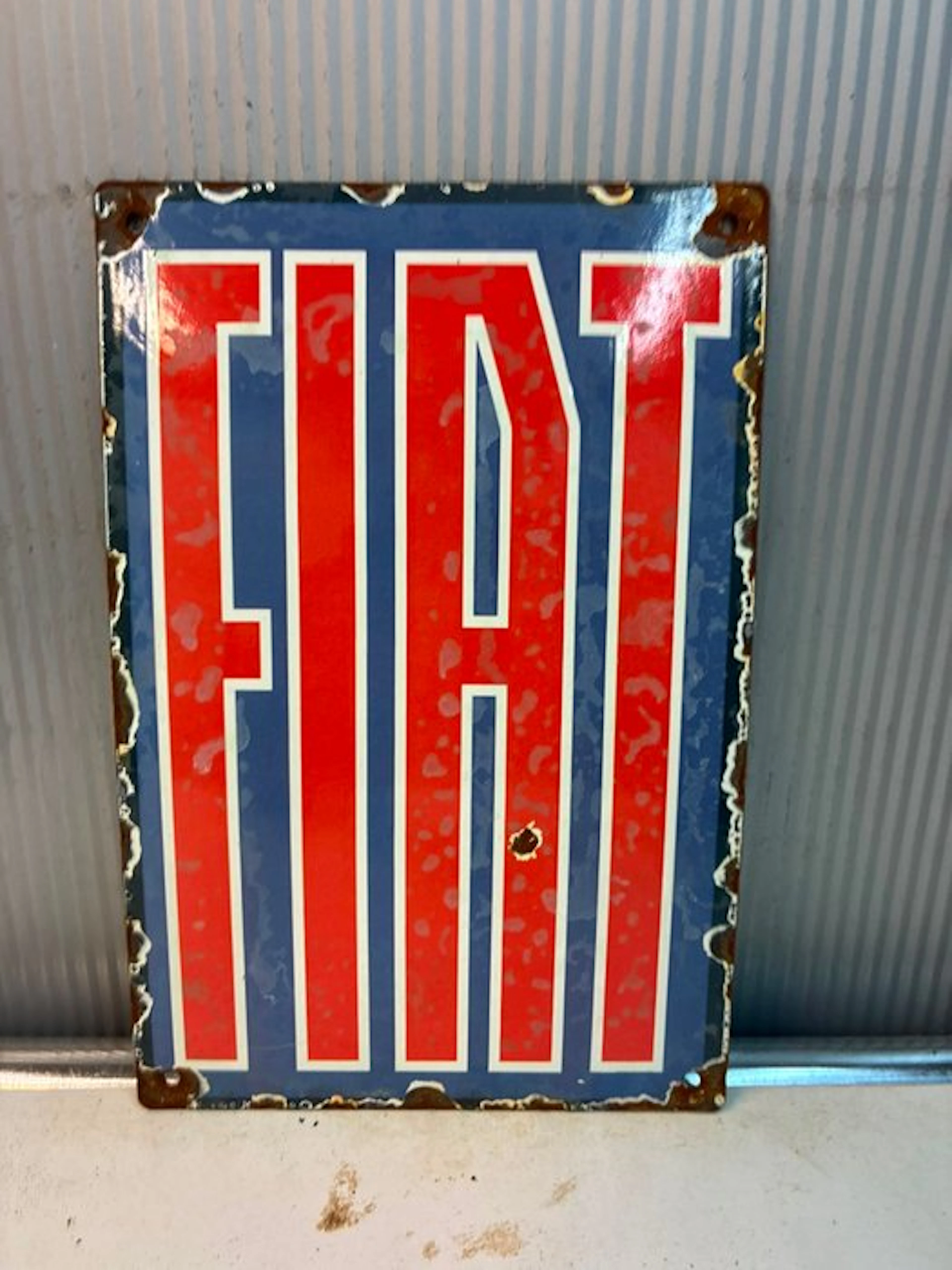 Fiat – Klassiek Logo – Emaille Reclamebord - Enamel sign - Enamel