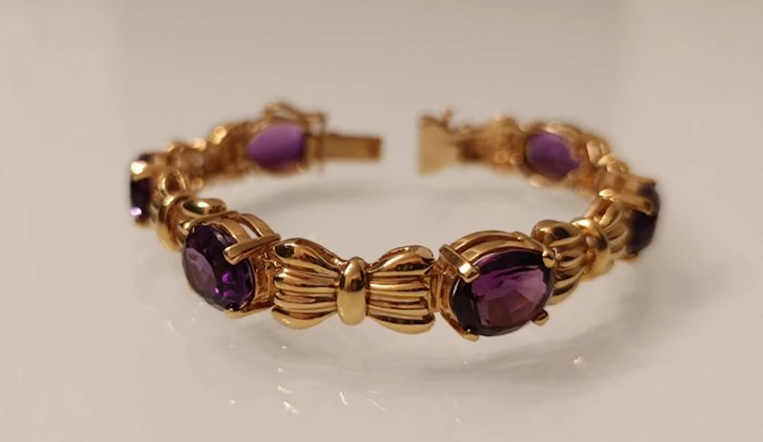 Bracelet - 18 kt. Yellow gold - 14.40ct. tw. Amethyst