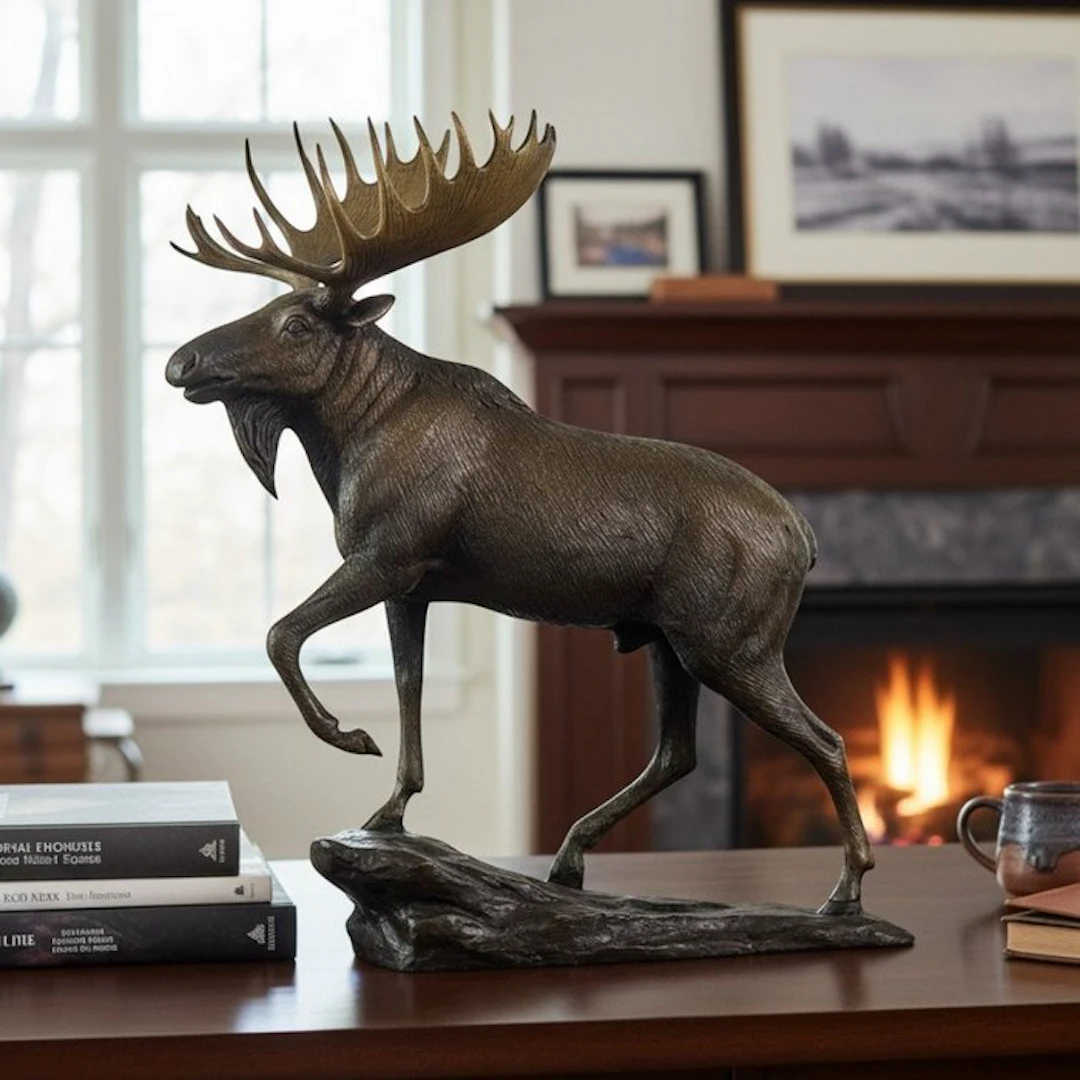 Signed - Sculpture, Majestic Moose - 26 cm - Bronze