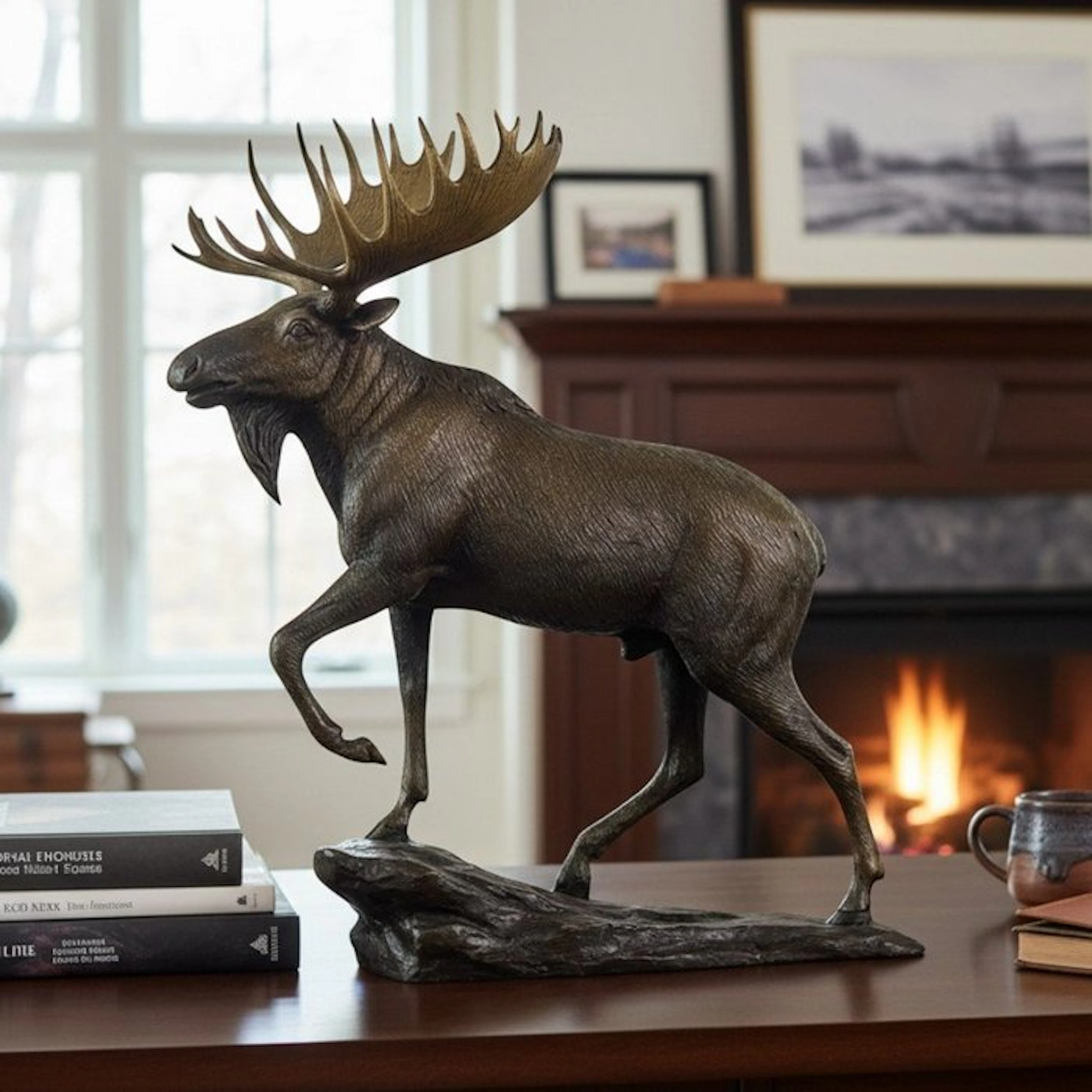 Signed - Sculpture, Majestic Moose - 26 cm - Bronze
