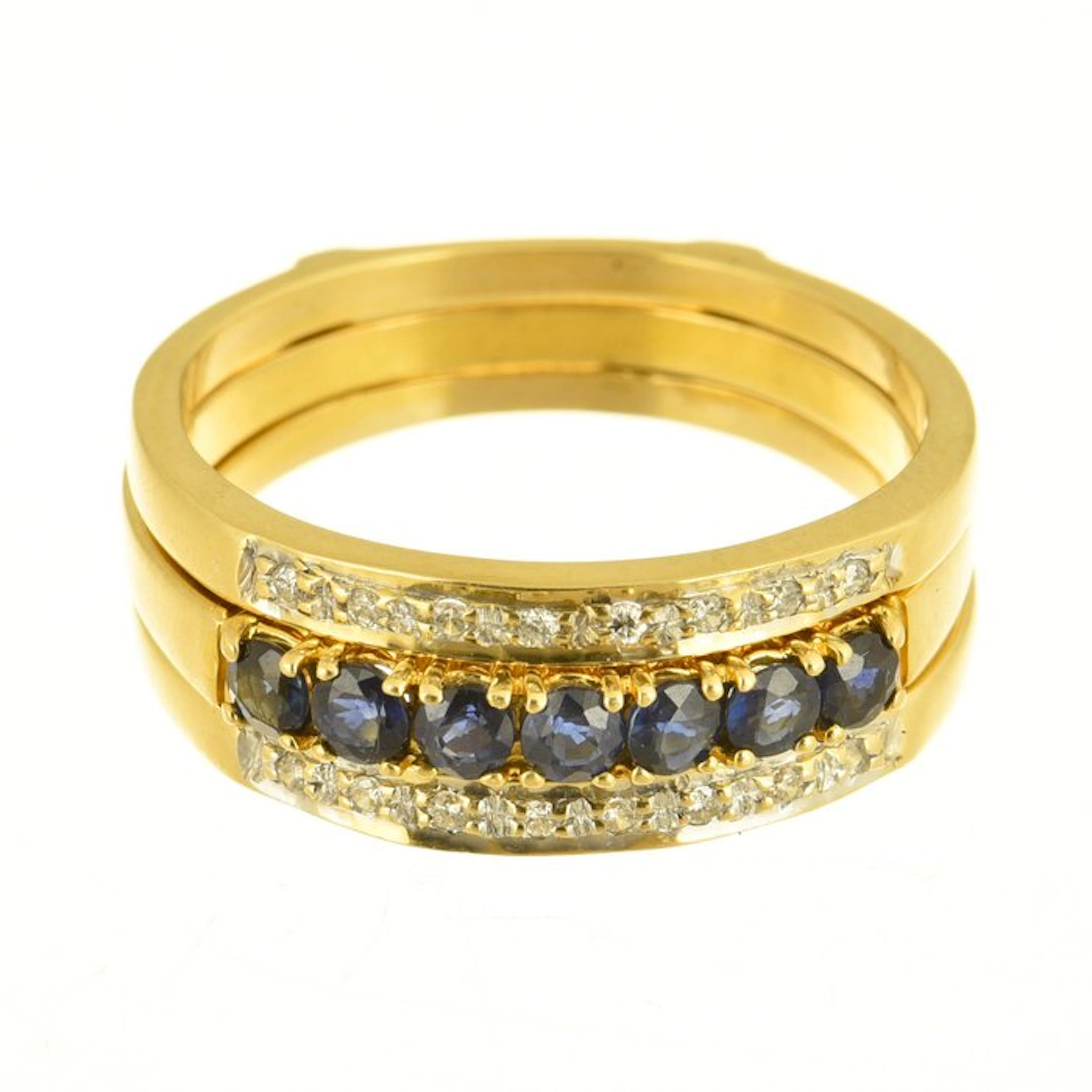 Ring - 18 kt. Yellow gold Sapphire - Diamond