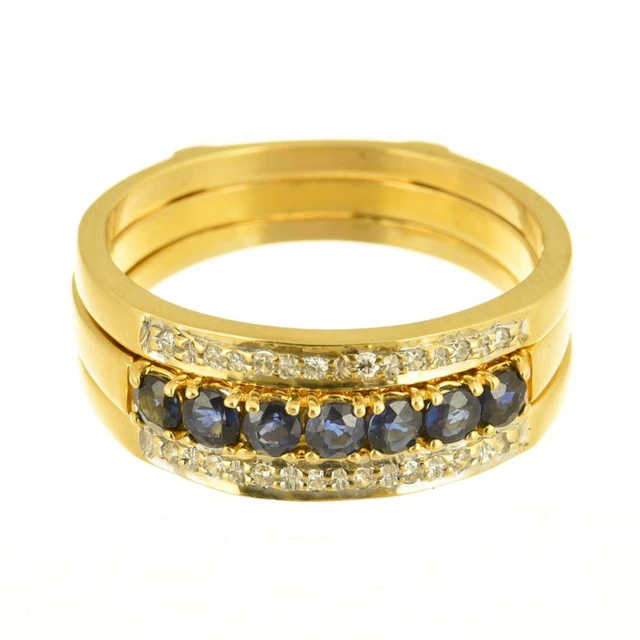 Ring - 18 kt. Yellow gold Sapphire - Diamond