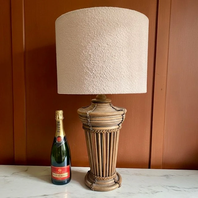 Table lamp - • Vintage Italian Pencil Reed Bamboo Table...