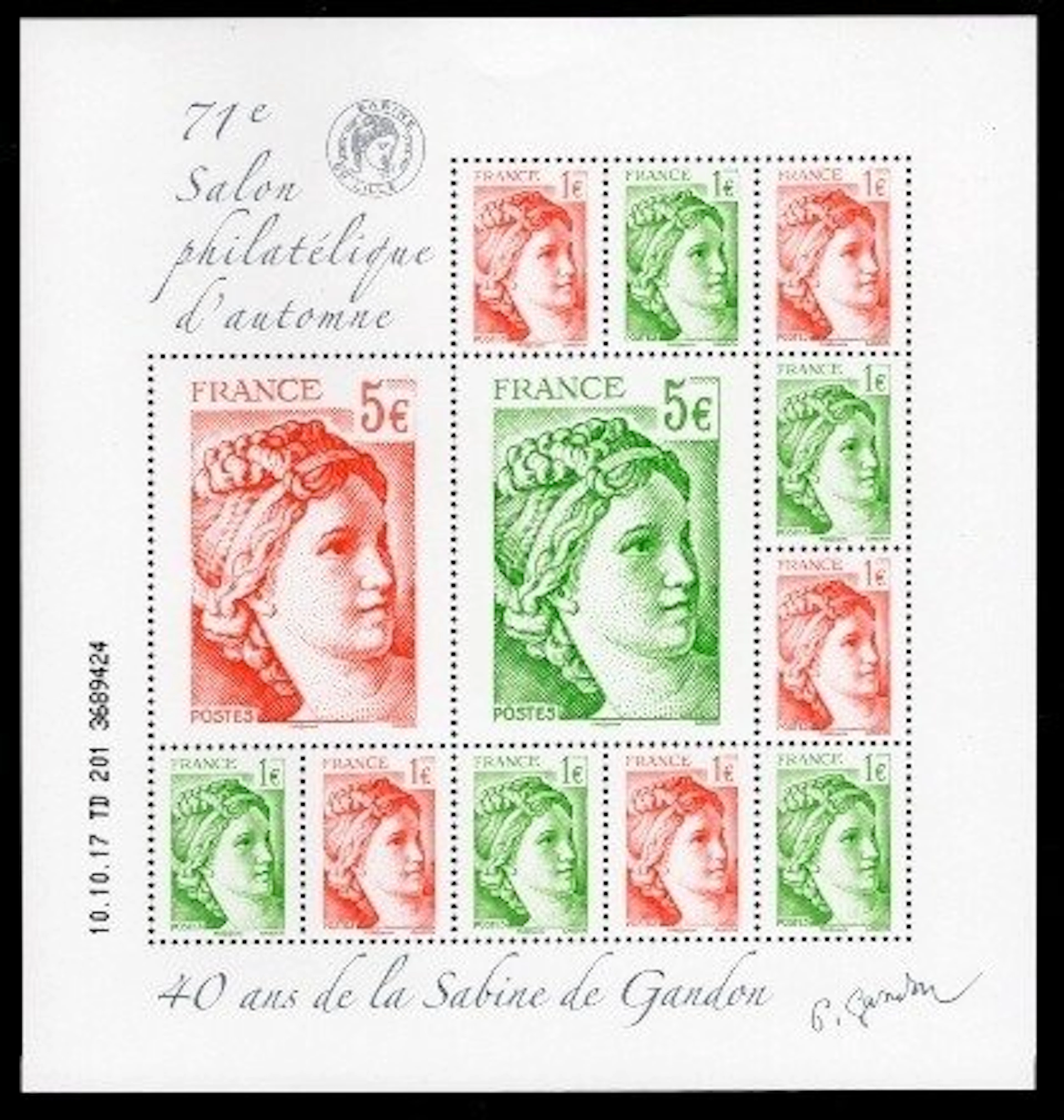 France 2017 - Block-of-stamps "40 years of the Sabine de Gandon" No