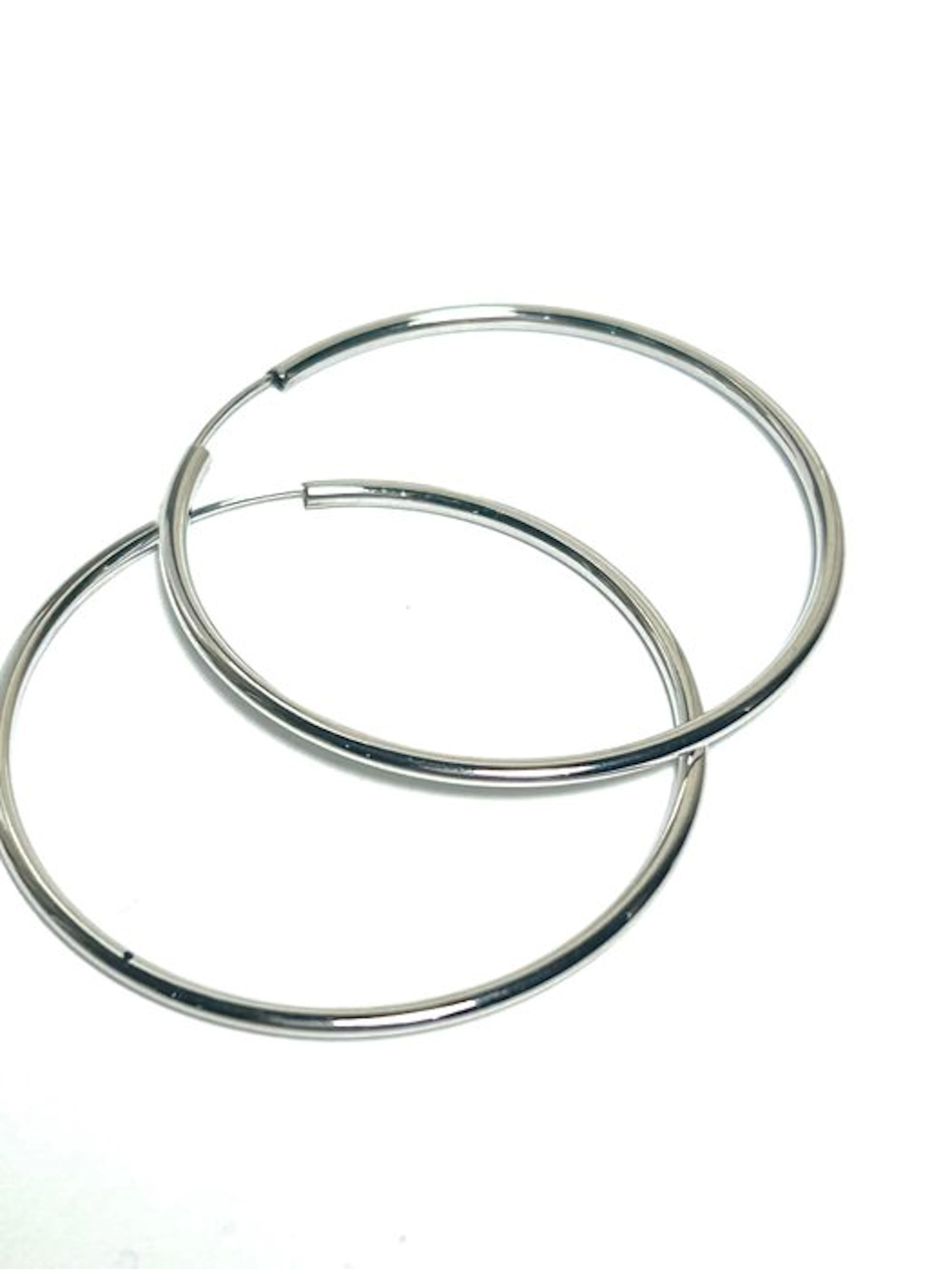 Hoop earrings - 15 kt. White gold