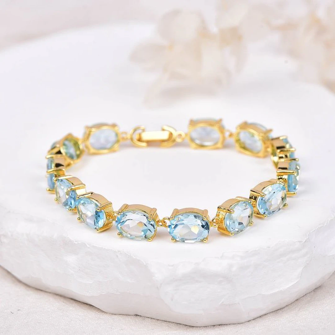 No reserve price - Bracelet Silver - Topaz - Certified