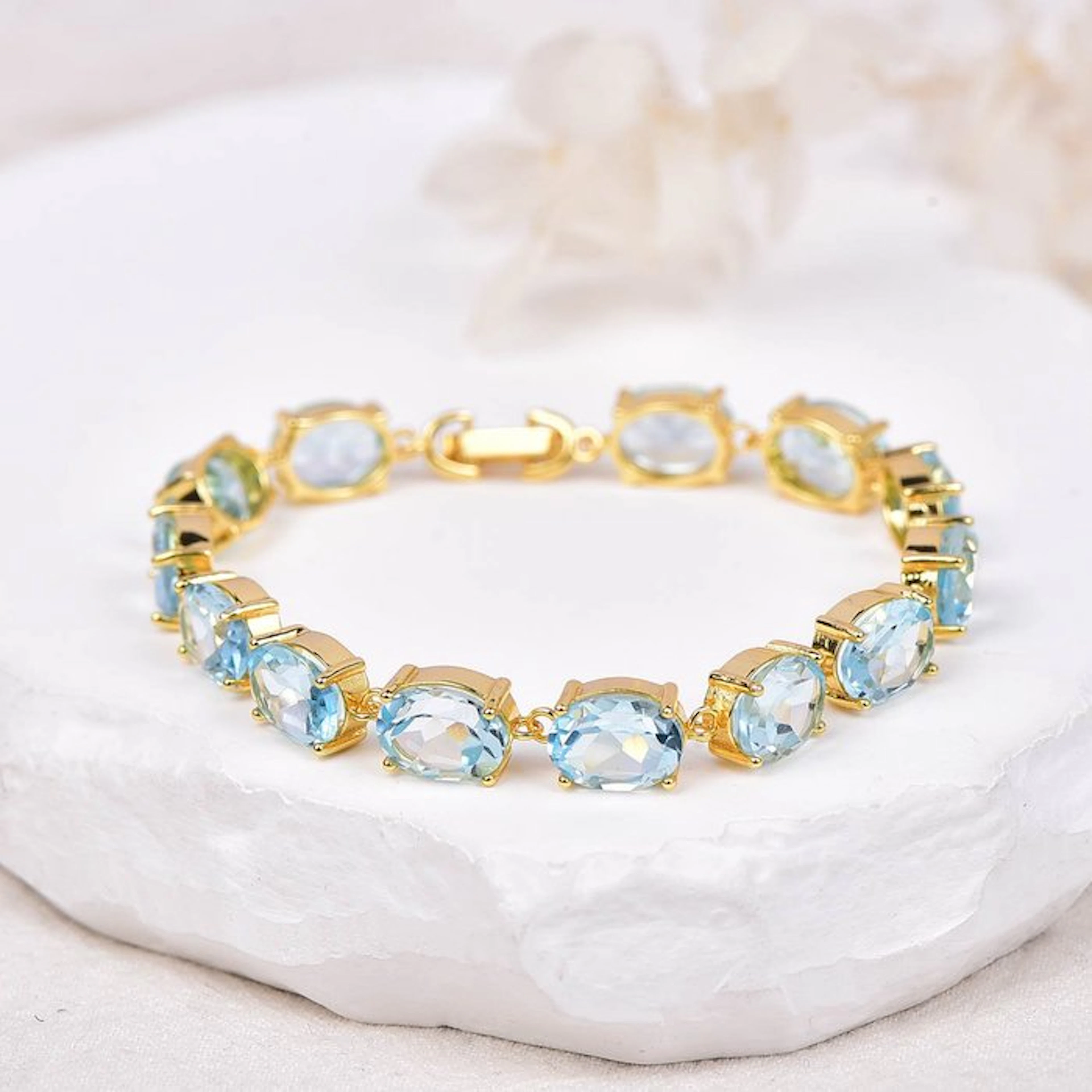 No reserve price - Bracelet Silver - Topaz - Certified