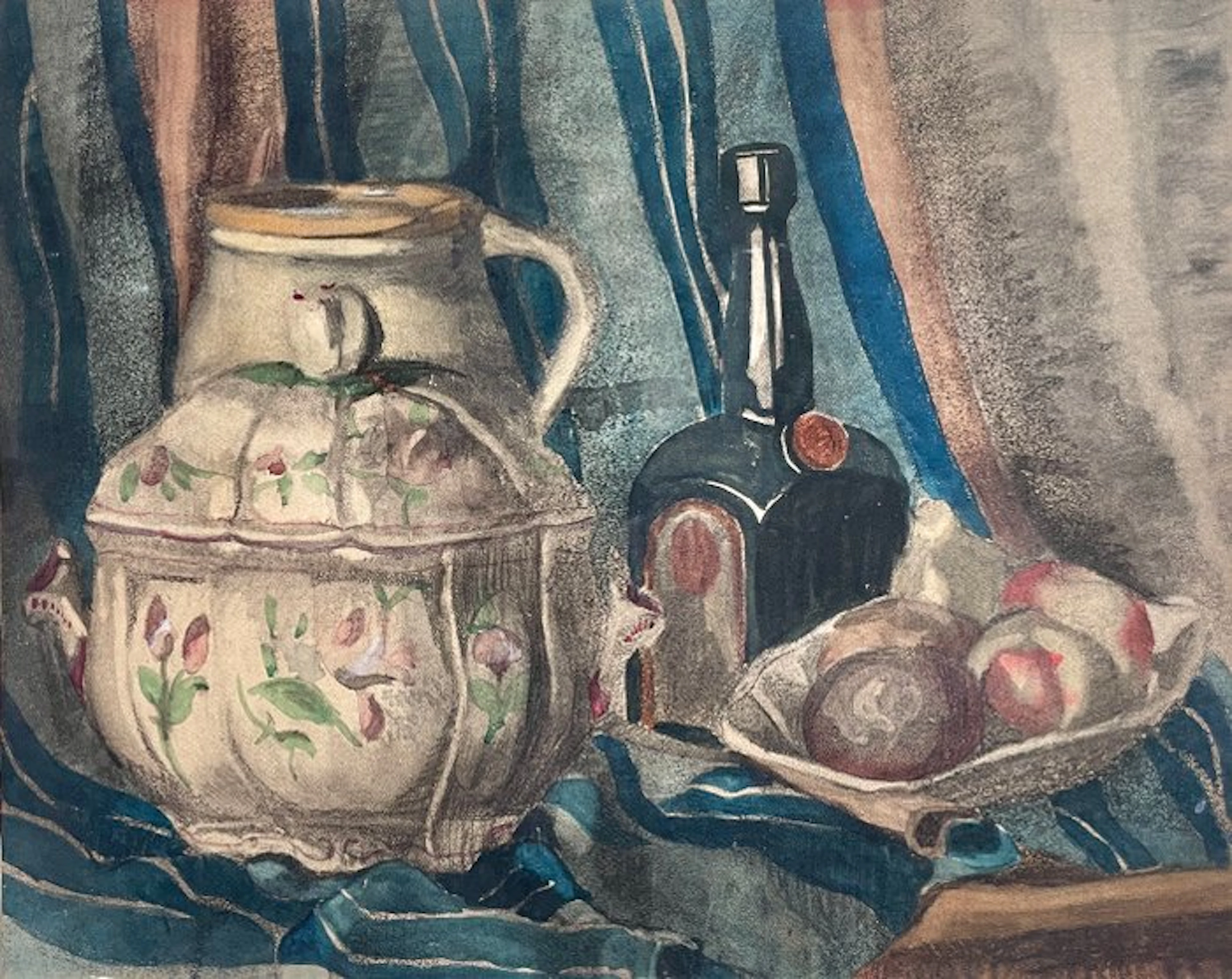 Gaston Lamoureux (1900-1974) - Nature morte à la soupière et bouteille