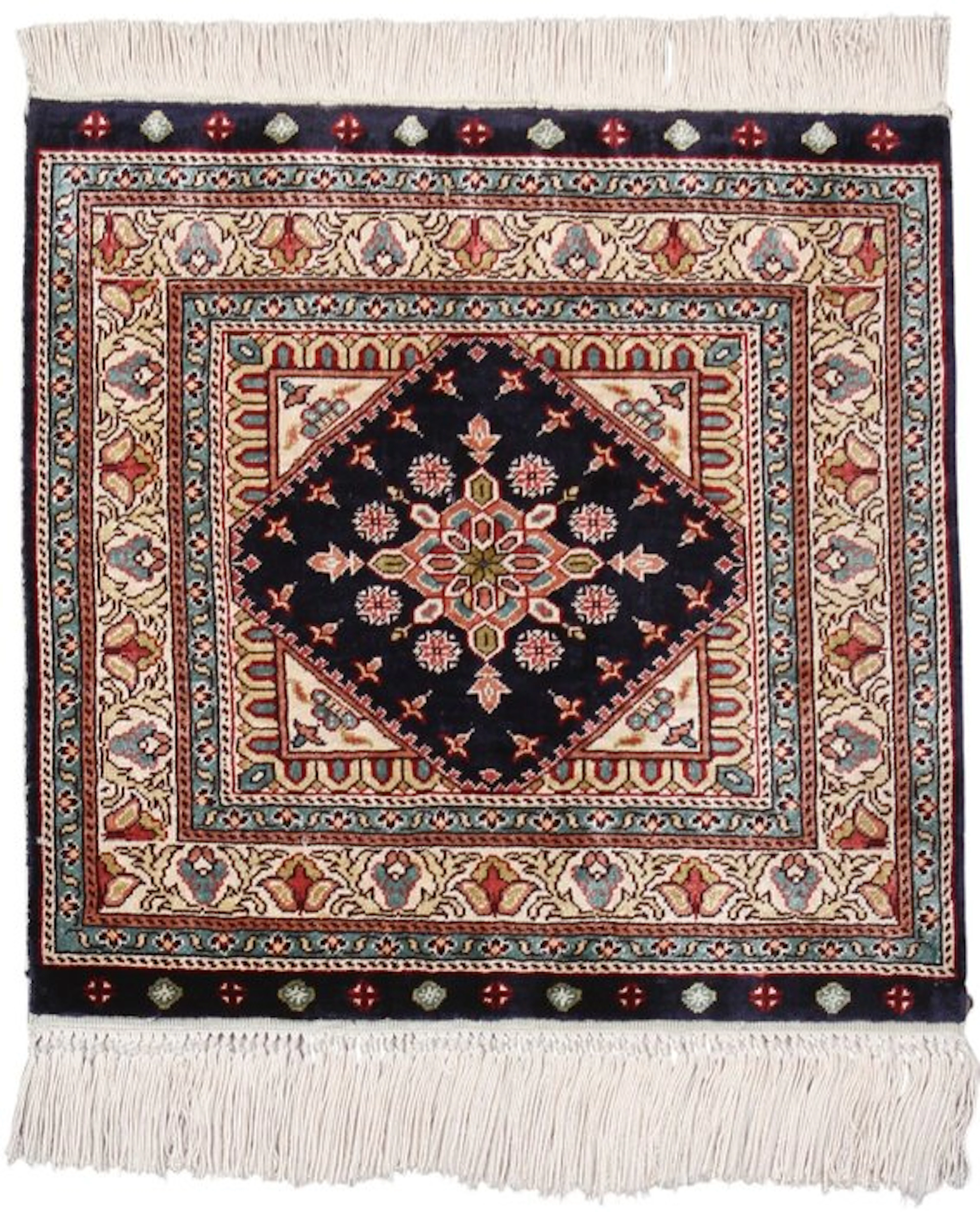 Pure Silk Square Turkish Kayseri Carpet With Stunning...
