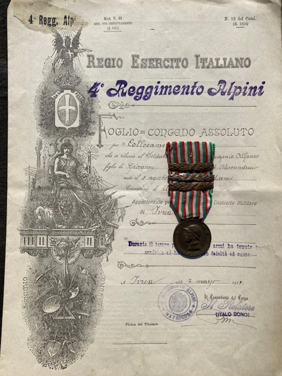 Italy - Military medal - 1st World War - Medal for the...