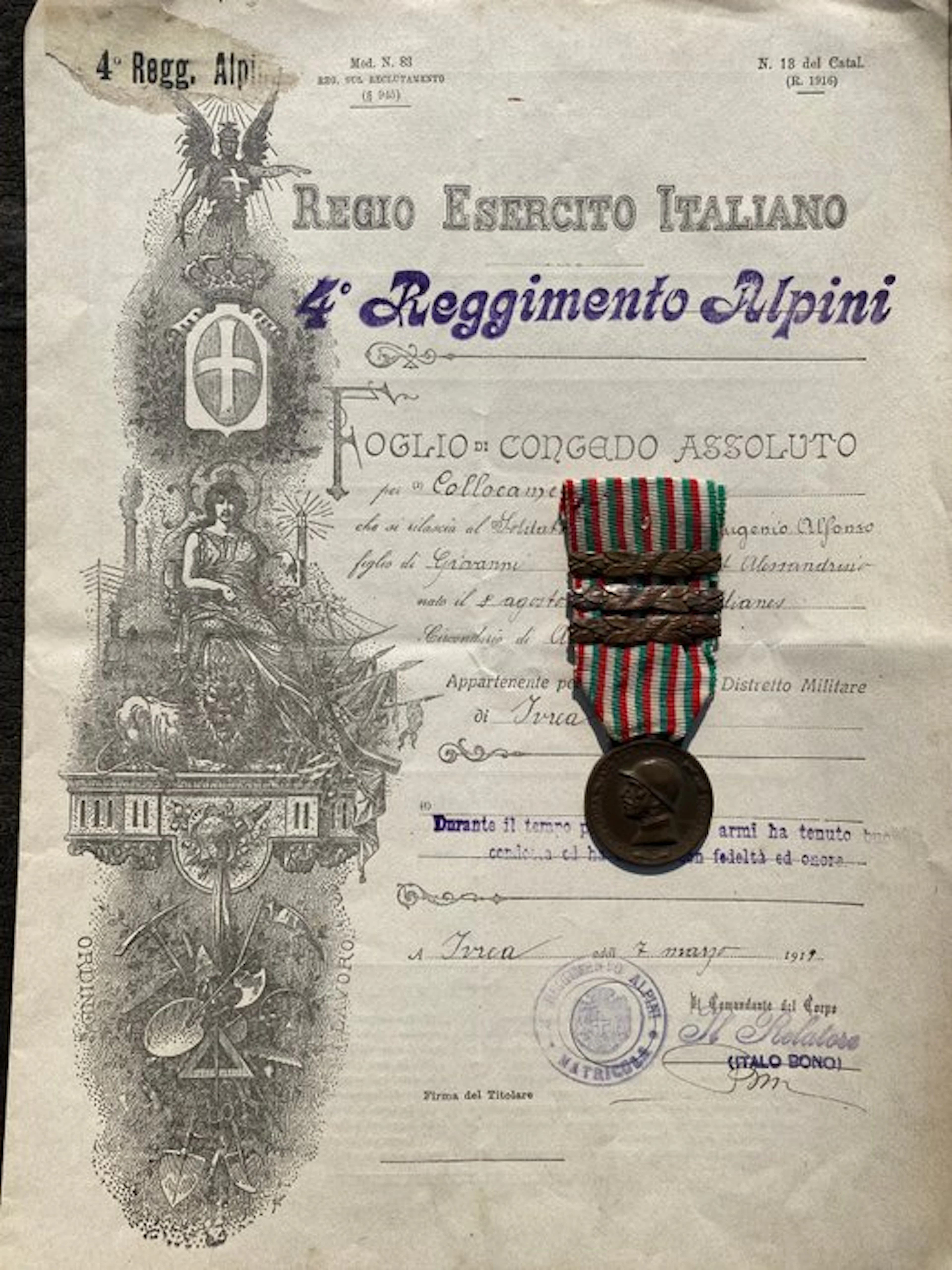 Italy - Military medal - 1st World War - Medal for the...