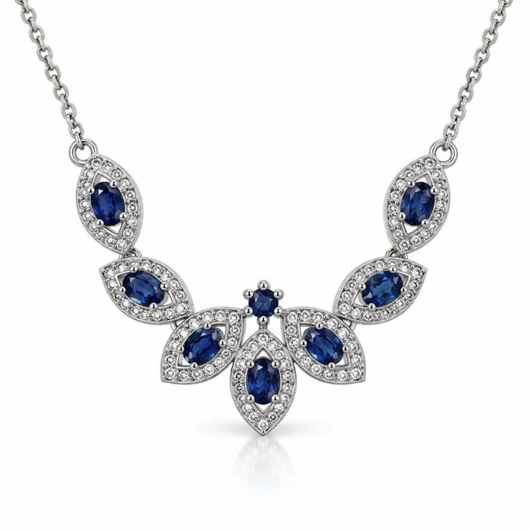 No reserve price - Necklace Gold-plated Sapphire - Topaz - 18K Gold Plated