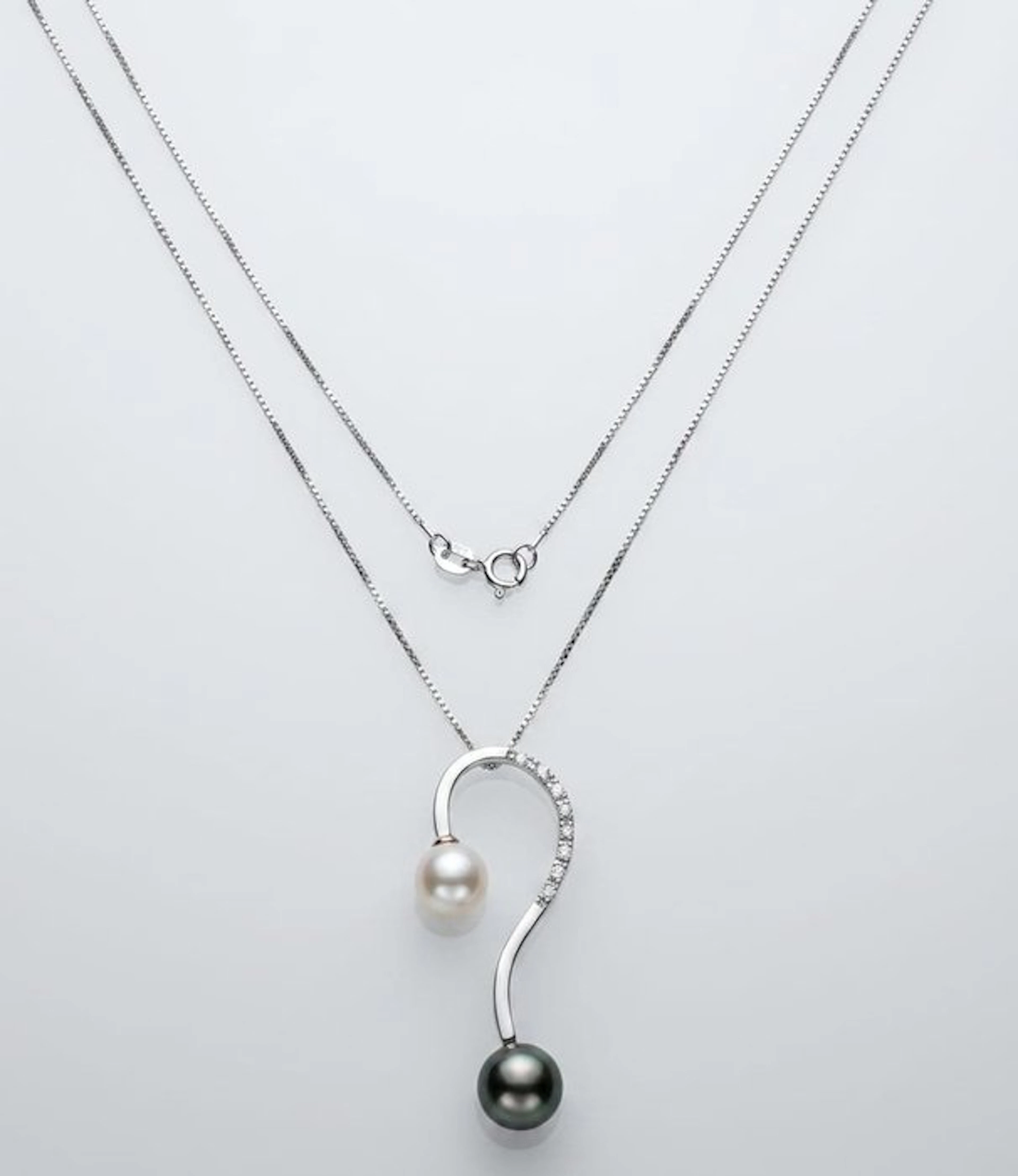 Necklace - 18 kt. White gold - 0.12ct. tw. Diamond (Natural)
