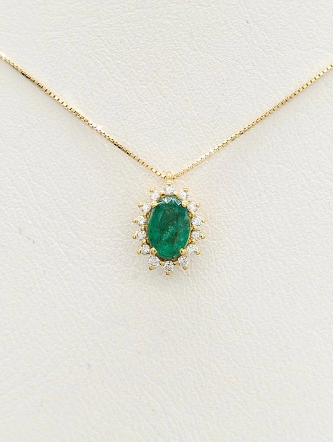 No reserve price - Necklace - 18 kt. Yellow gold Emerald - Diamond
