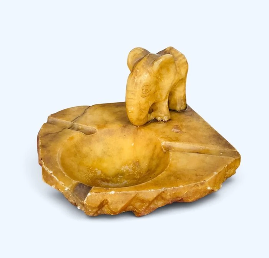 Sculpture, Elefante bebiendo - 18 cm - Stone