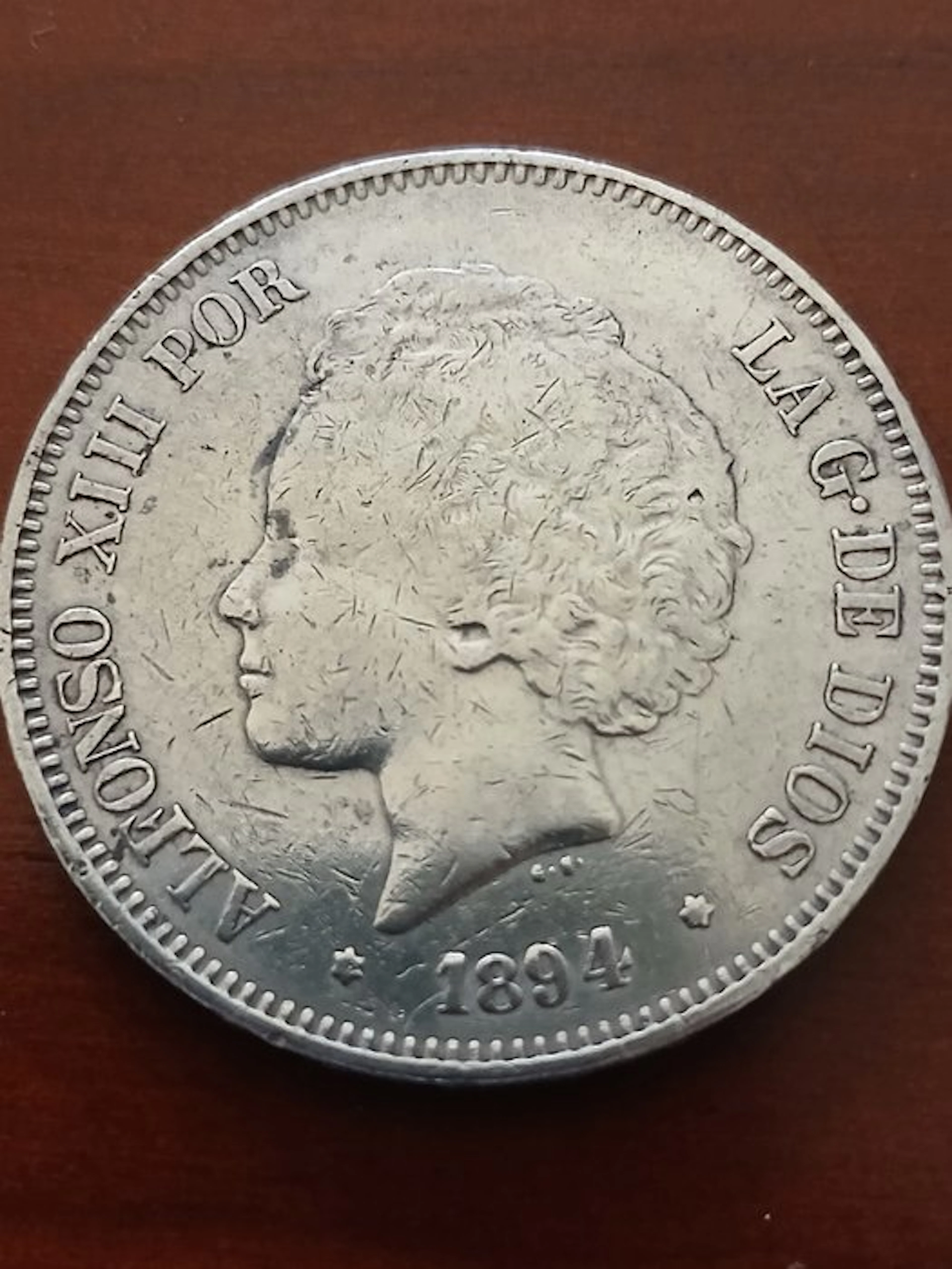 Spain. Alfonso XIII. 5 Pesetas 1894 PGV (No reserve price)