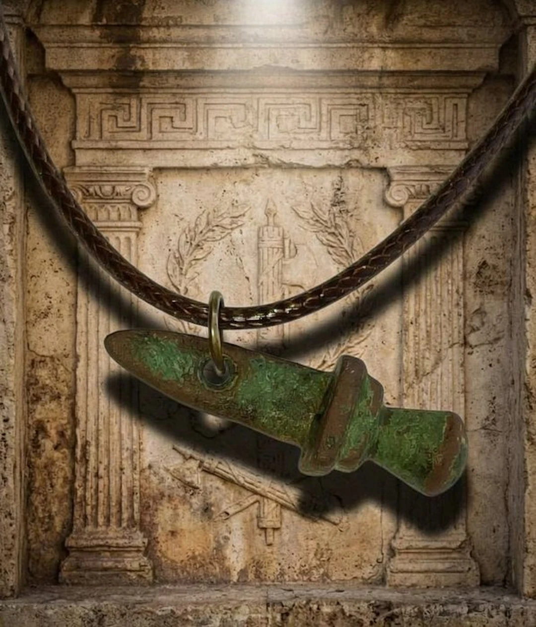 Ancient Roman Bronze Amulet Gladius sword