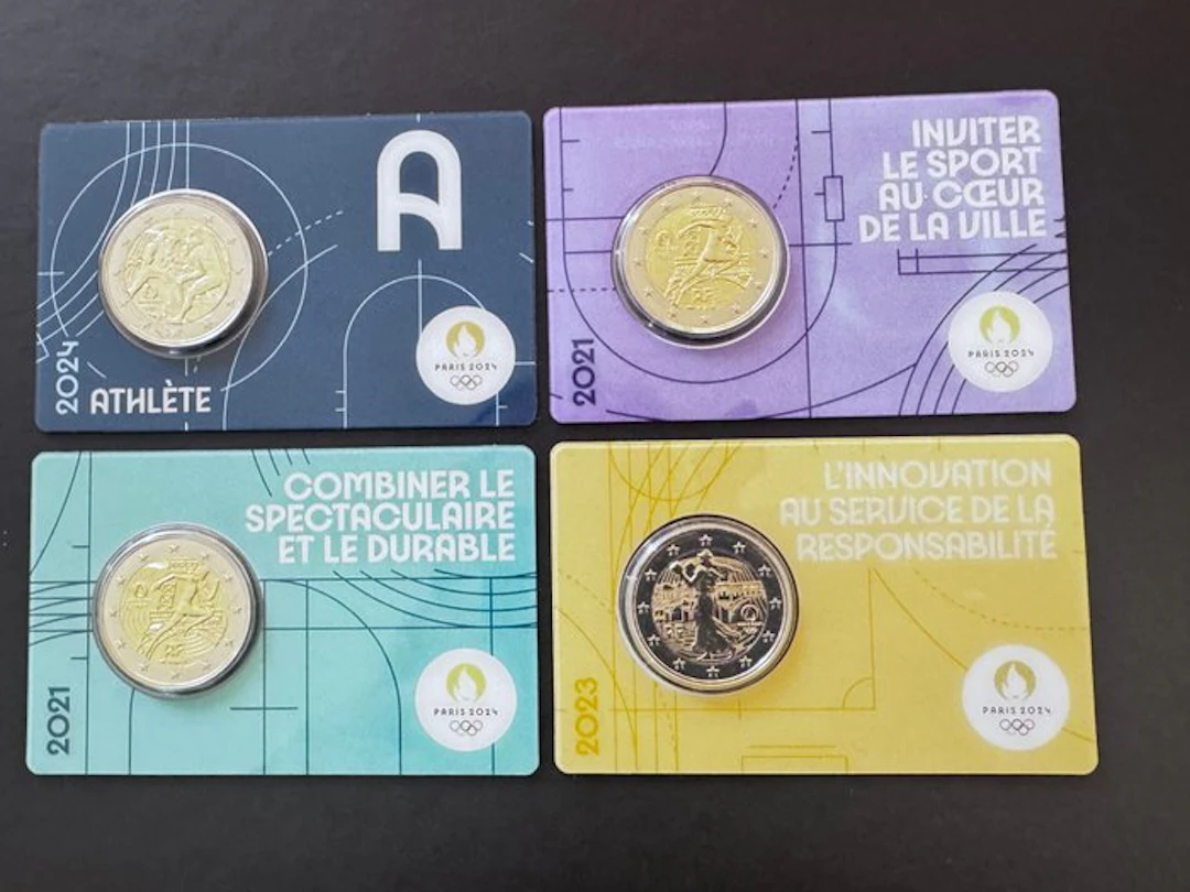 France. 2 Euro 2021/2024 (4 coincards) (No reserve price)