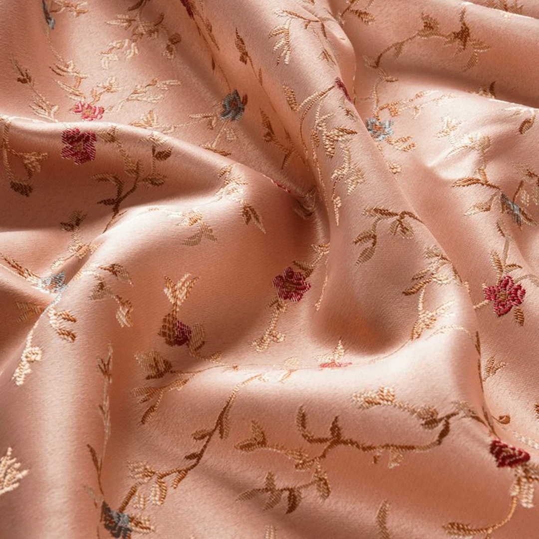 Exclusive GCFabrics – Powder Pink Floral Jacquard Fabric...