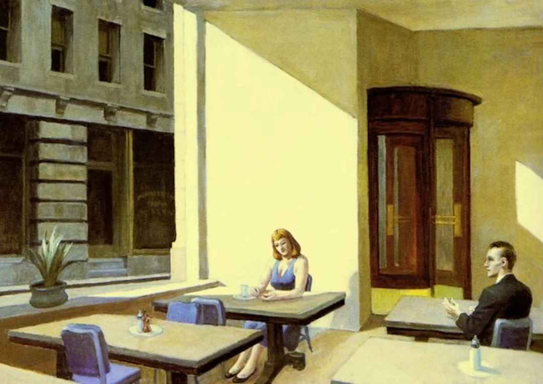 Edward Hopper - “Sunlight in a Cafeteria, 1958”. - 40 x 30 cm.