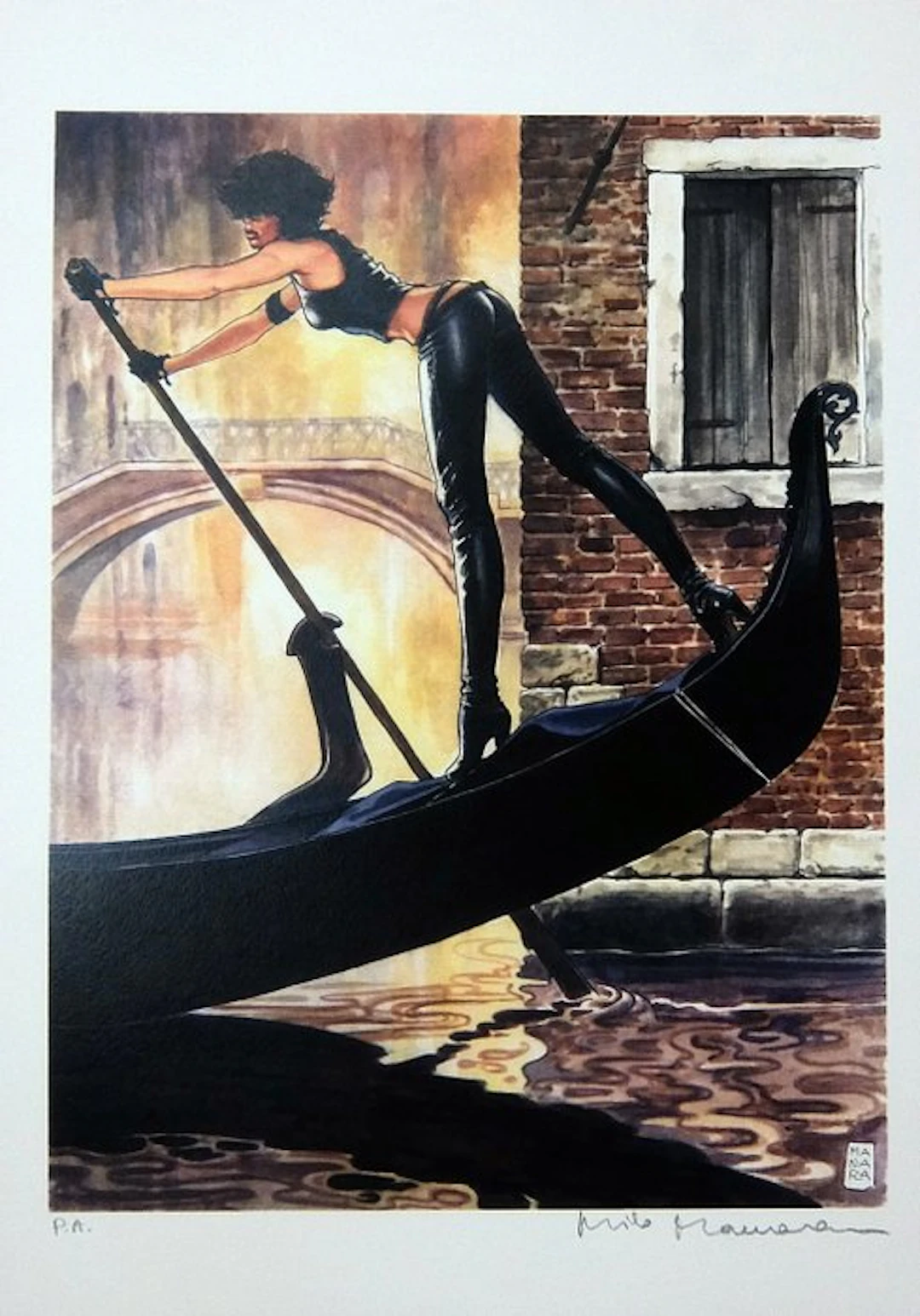 Manara, Milo - 1 Offset Print - Venezia - Venezia in gondola - 2006