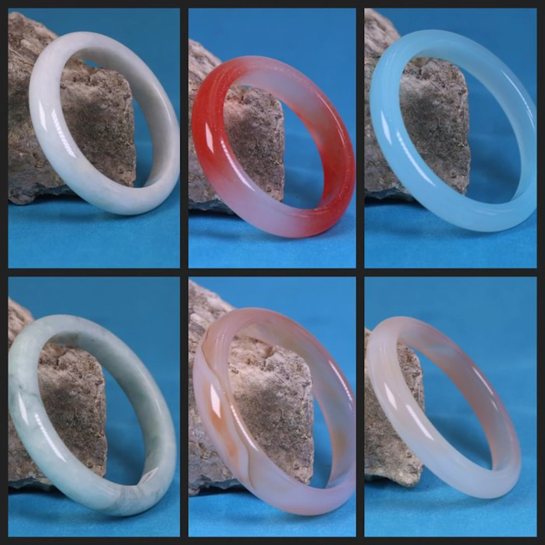 Jadeite Natural jadeite - bracelet - jadeite, agate, aquamarine- 420 g - (6)