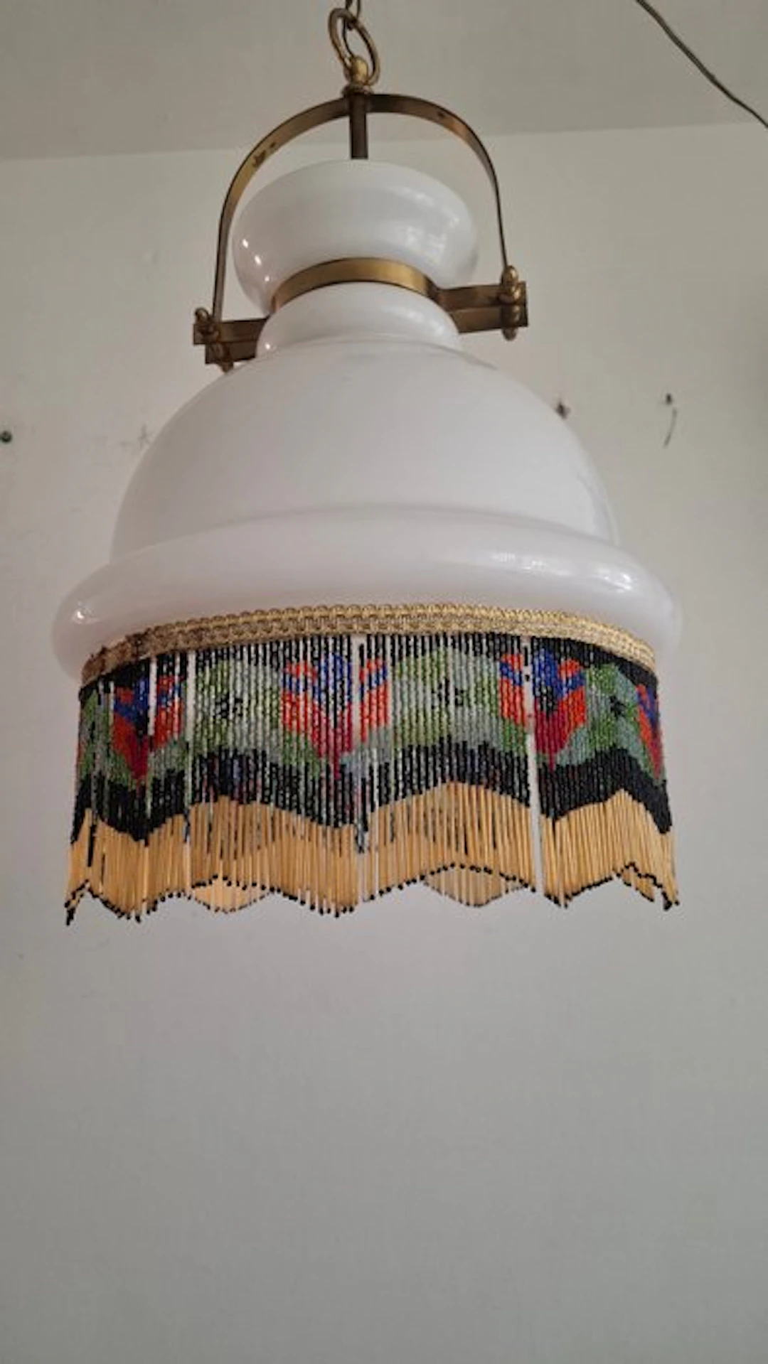 Hanging lamp - opaline glass, Copper