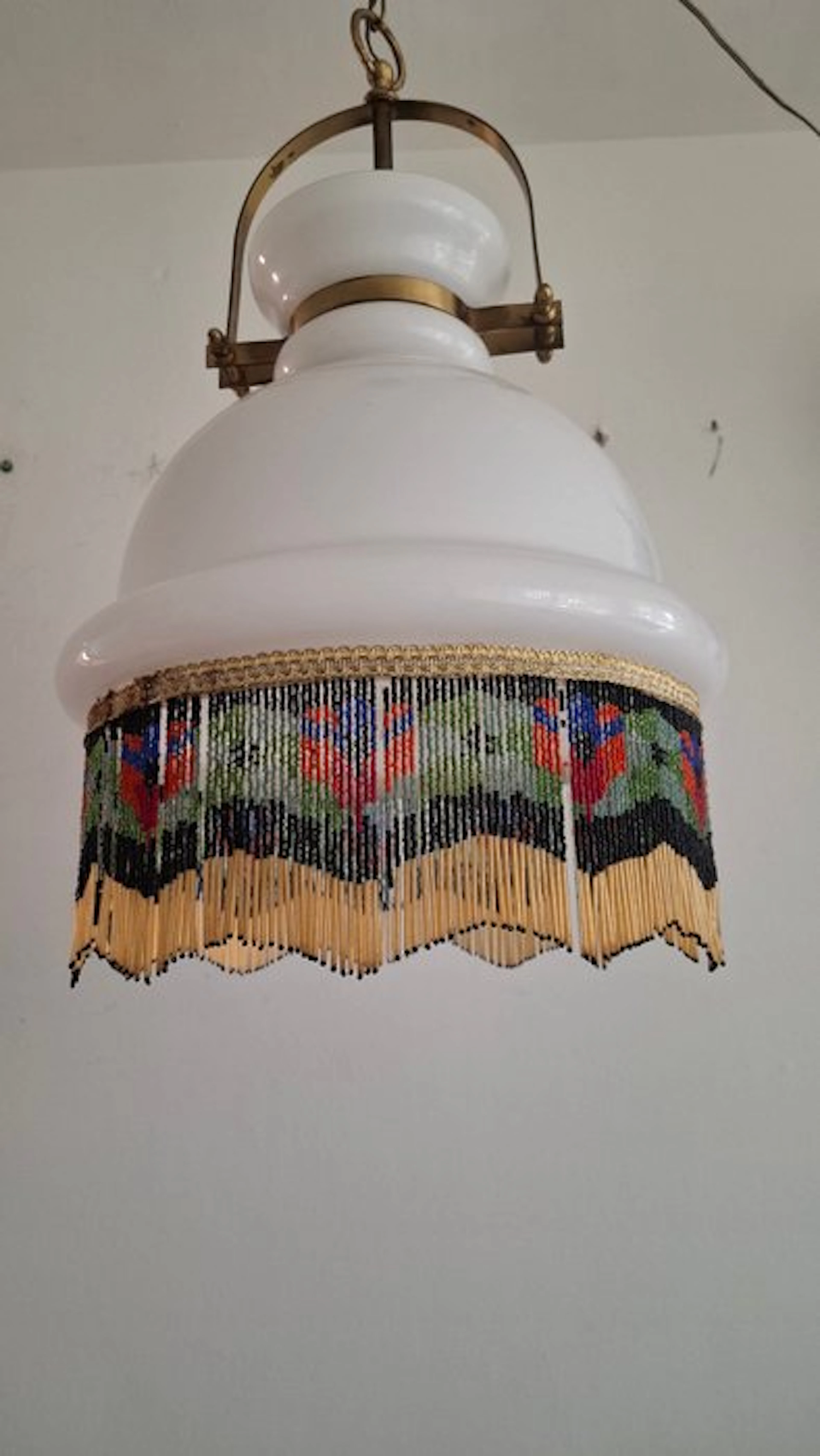 Hanging lamp - opaline glass, Copper
