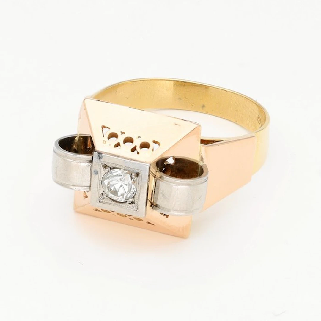 Ring - 18 kt. Yellow gold, Rose gold Diamond (Natural)