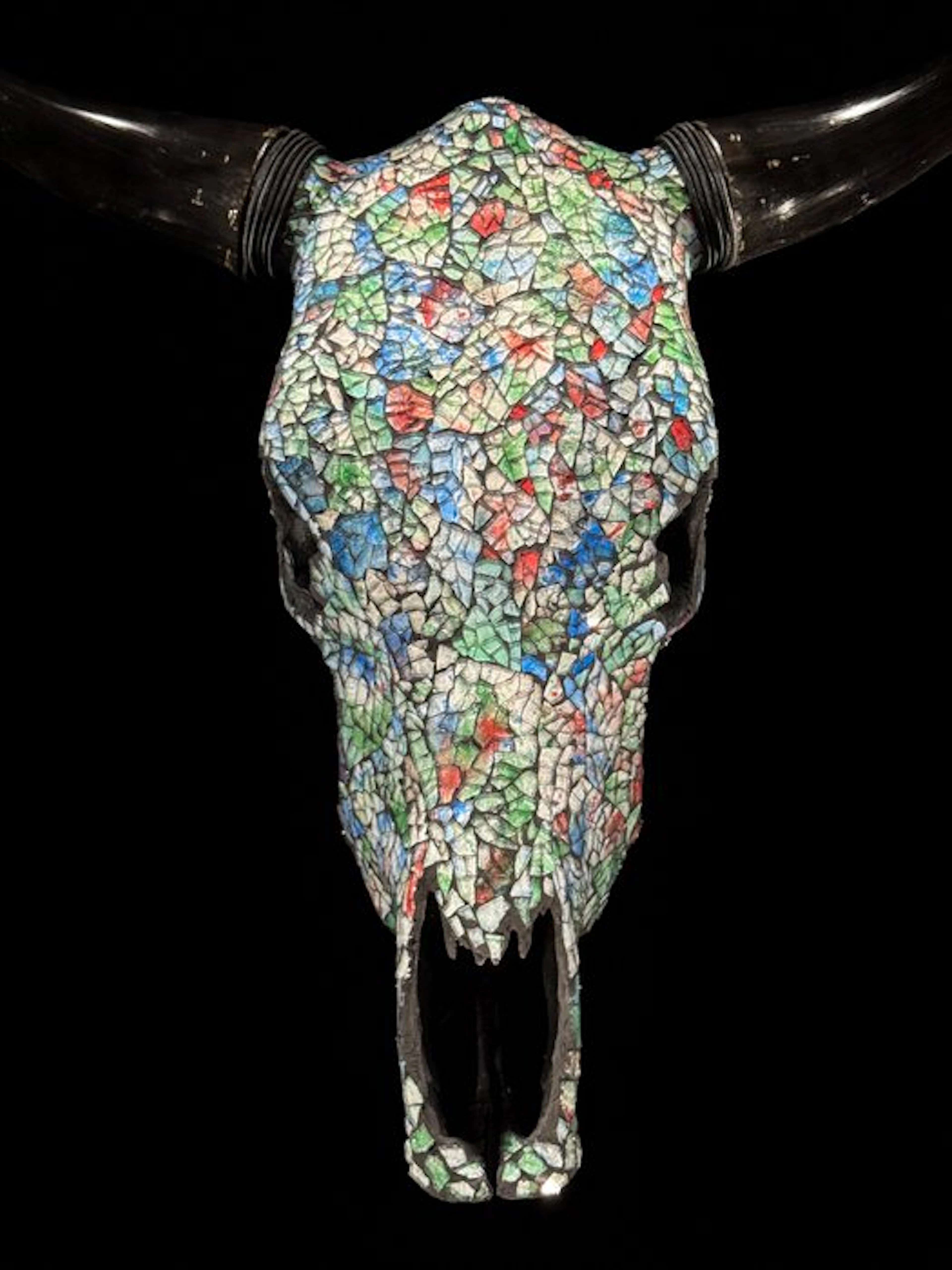 NO RESERVE PRICE - Authentic Large Bull Skull with Glass...