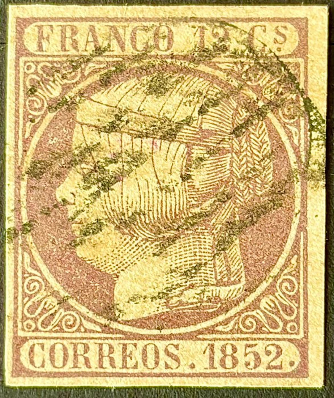 Spain 1852/1852 - Queen Elizabeth II is very beautiful. - Edifil 13A