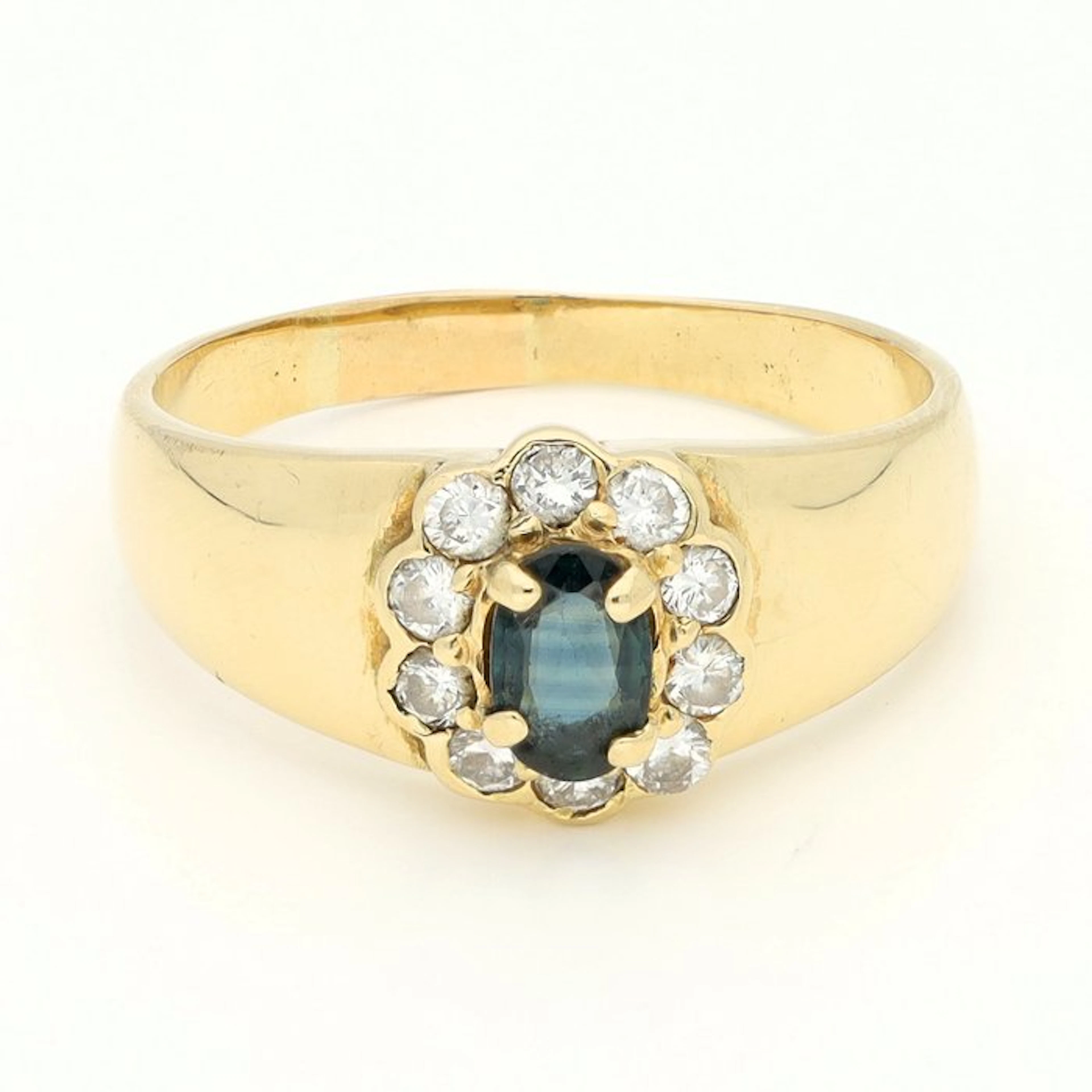 Ring - 18 kt. Yellow gold Diamond (Natural) - Saffier - Entourage