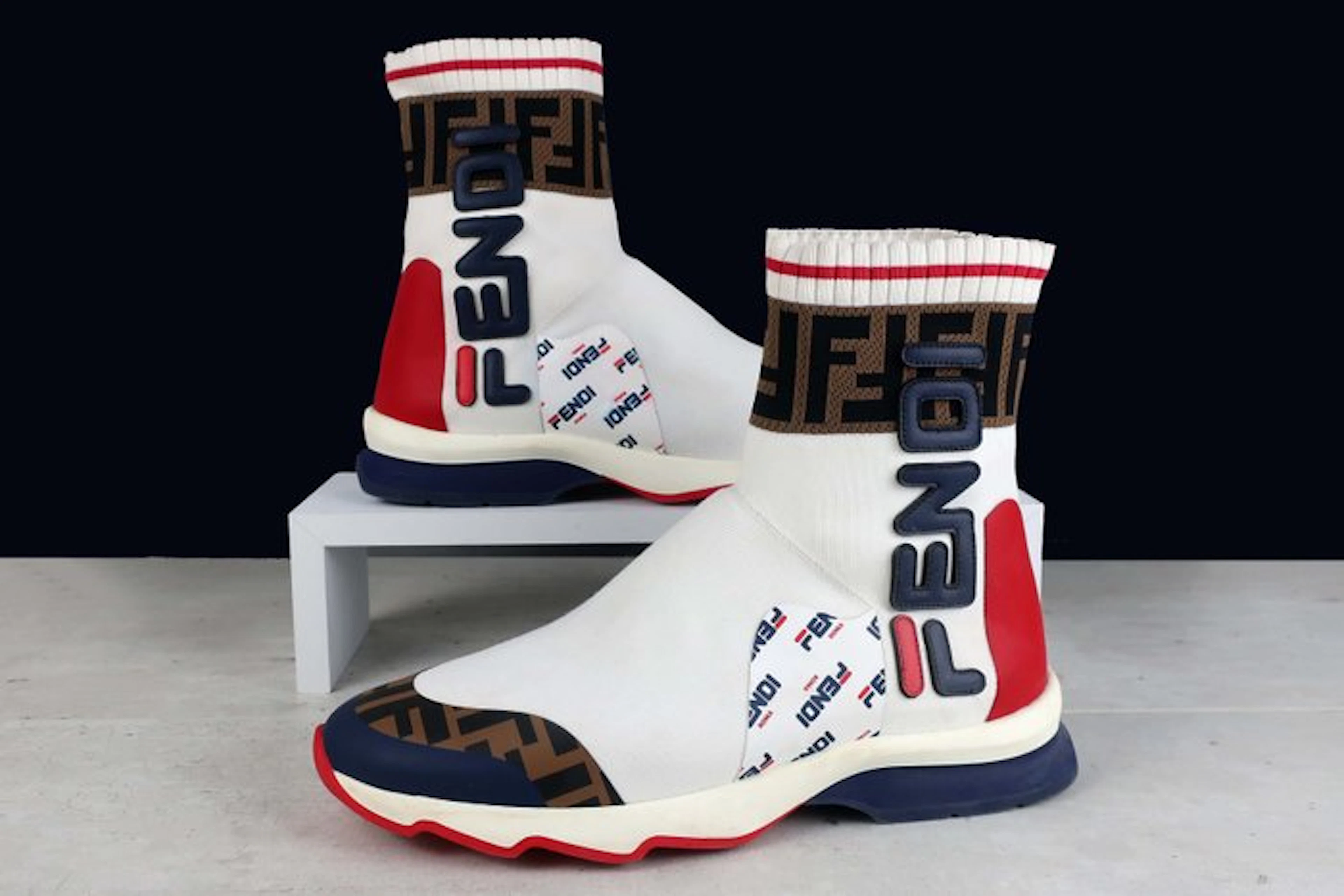 Fendi - Mania' High-Top Knit Sock Sneaker - Sneakers - Size: EU 40