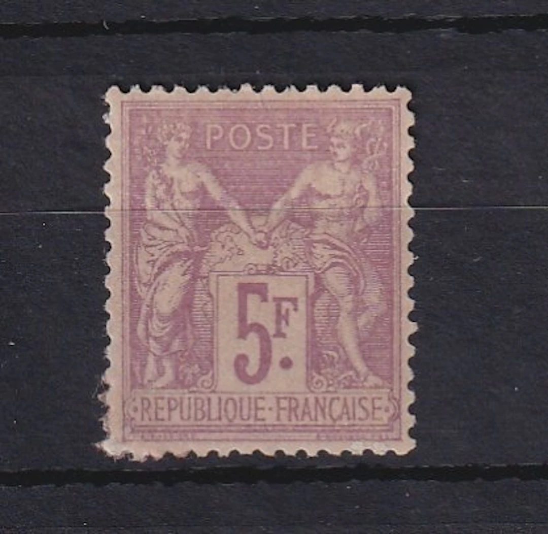 France 1877 - très bon centrage sur sage 5f violet sur lilas - Yvert n°95